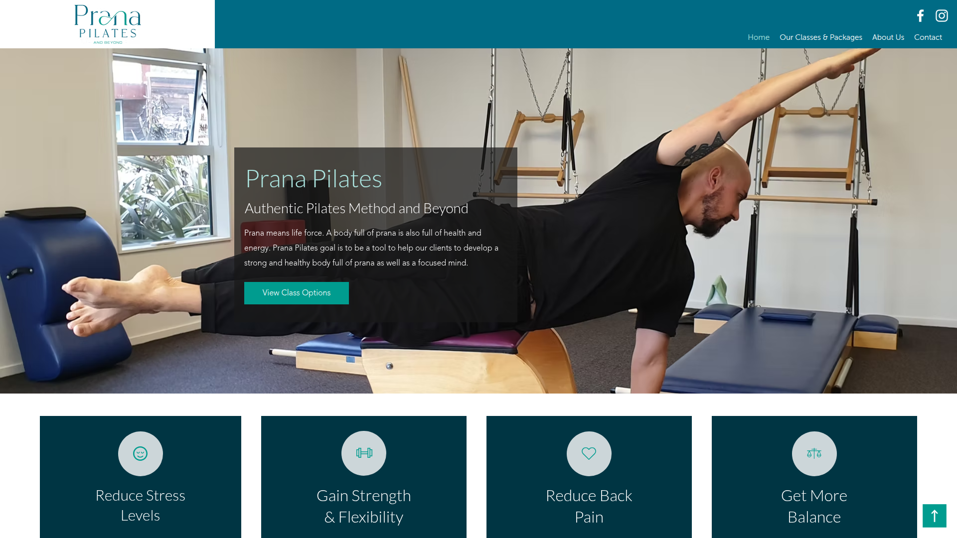 Website snapshot for Prana Pilates