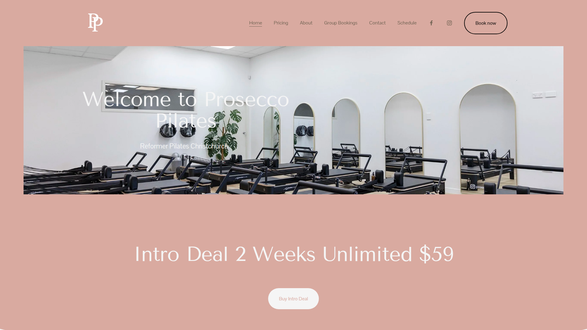 Website snapshot for Prosecco Pilates
