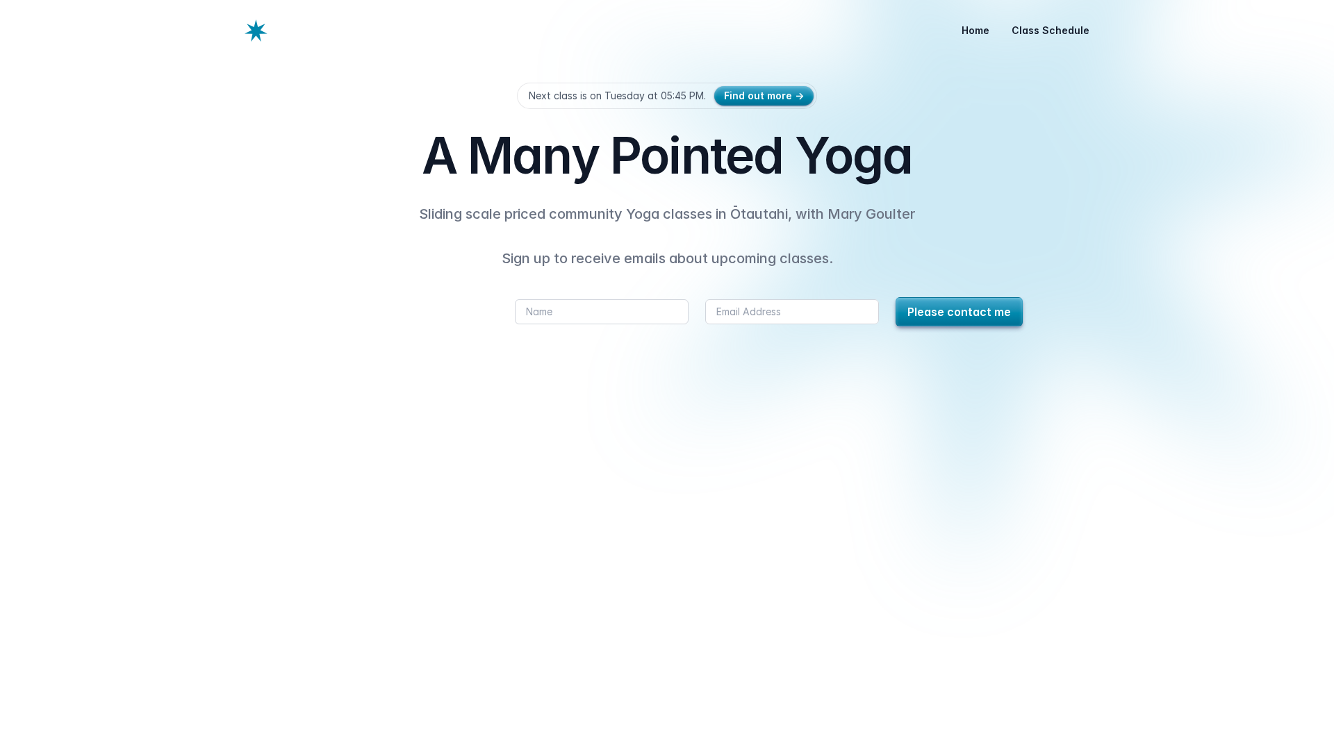 Website snapshot for A Many Pointed Yoga
