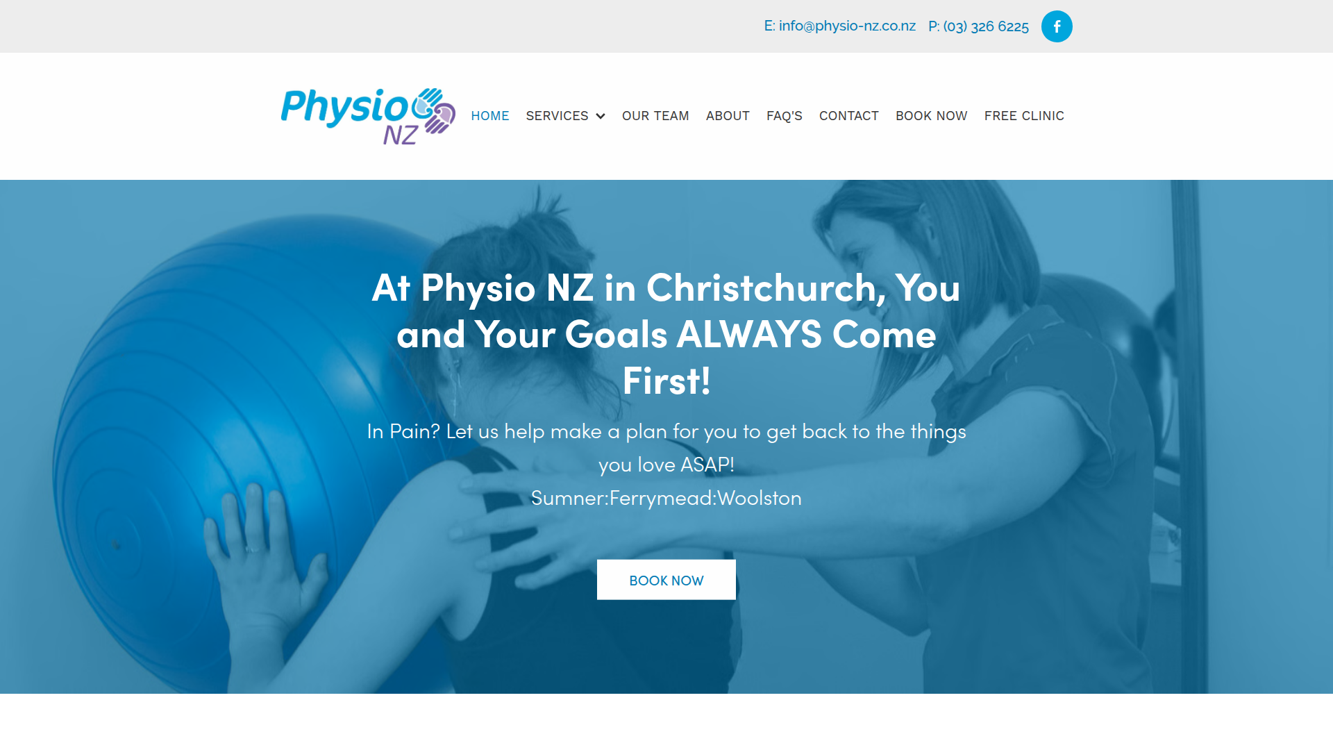 Website snapshot for Physio NZ Sumner