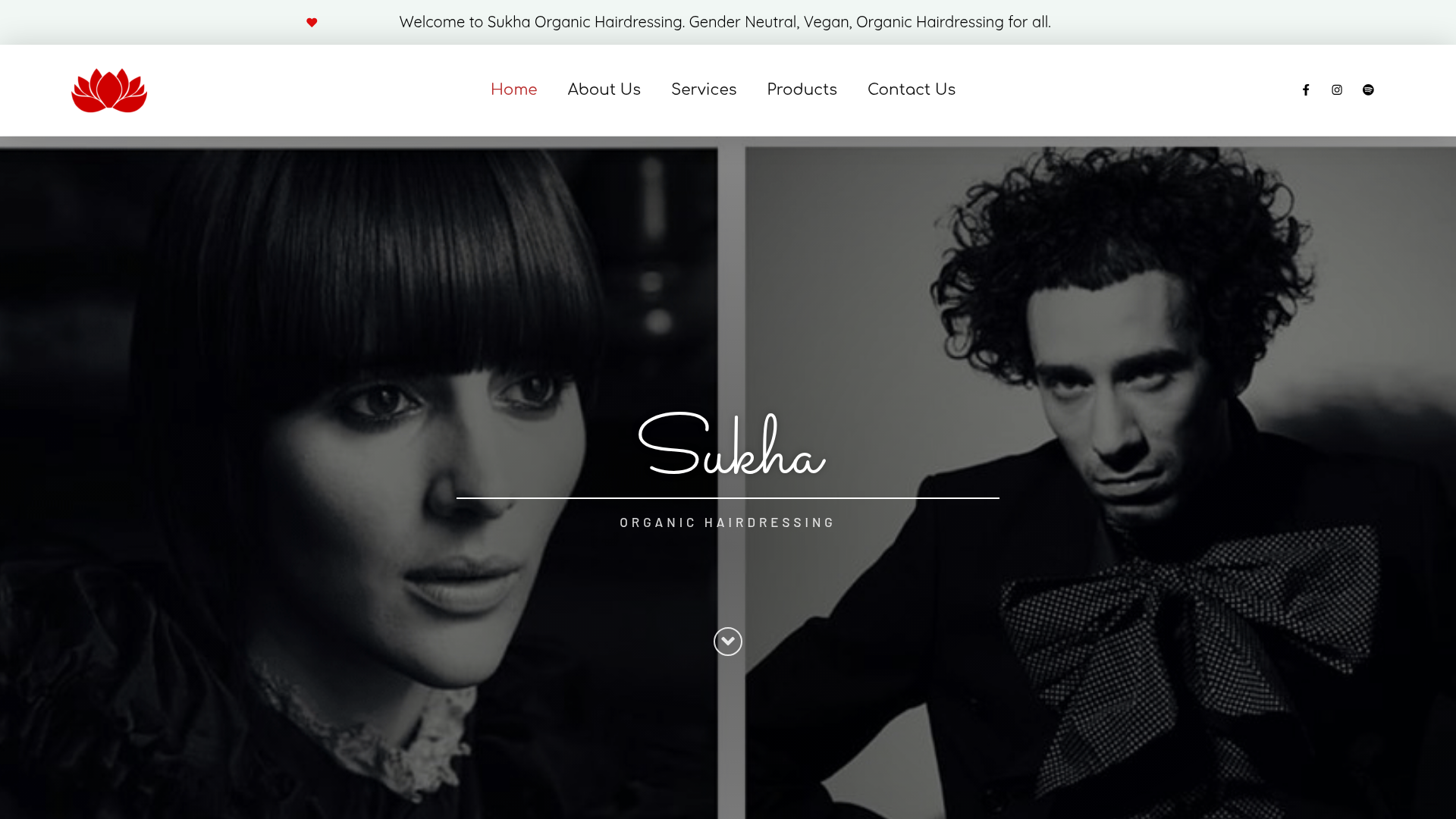 Website snapshot for Sukha Organic Hairdressing