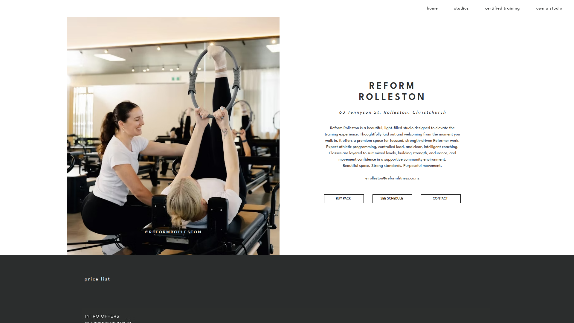 Website snapshot for Reform Rolleston
