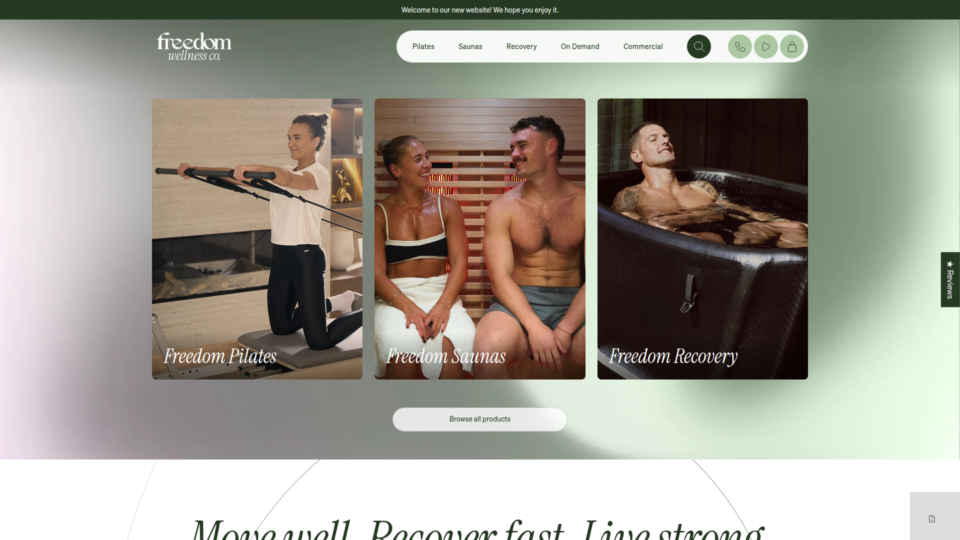 Website snapshot for Freedom Wellness Co.