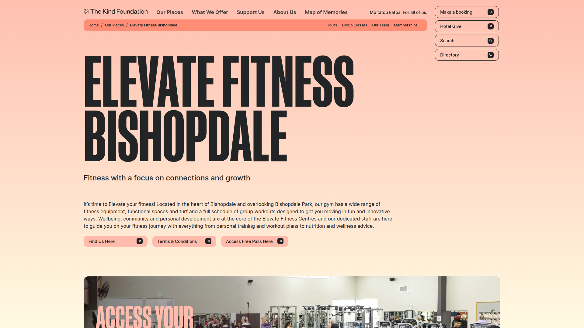 Website snapshot for Elevate Fitness Bishopdale