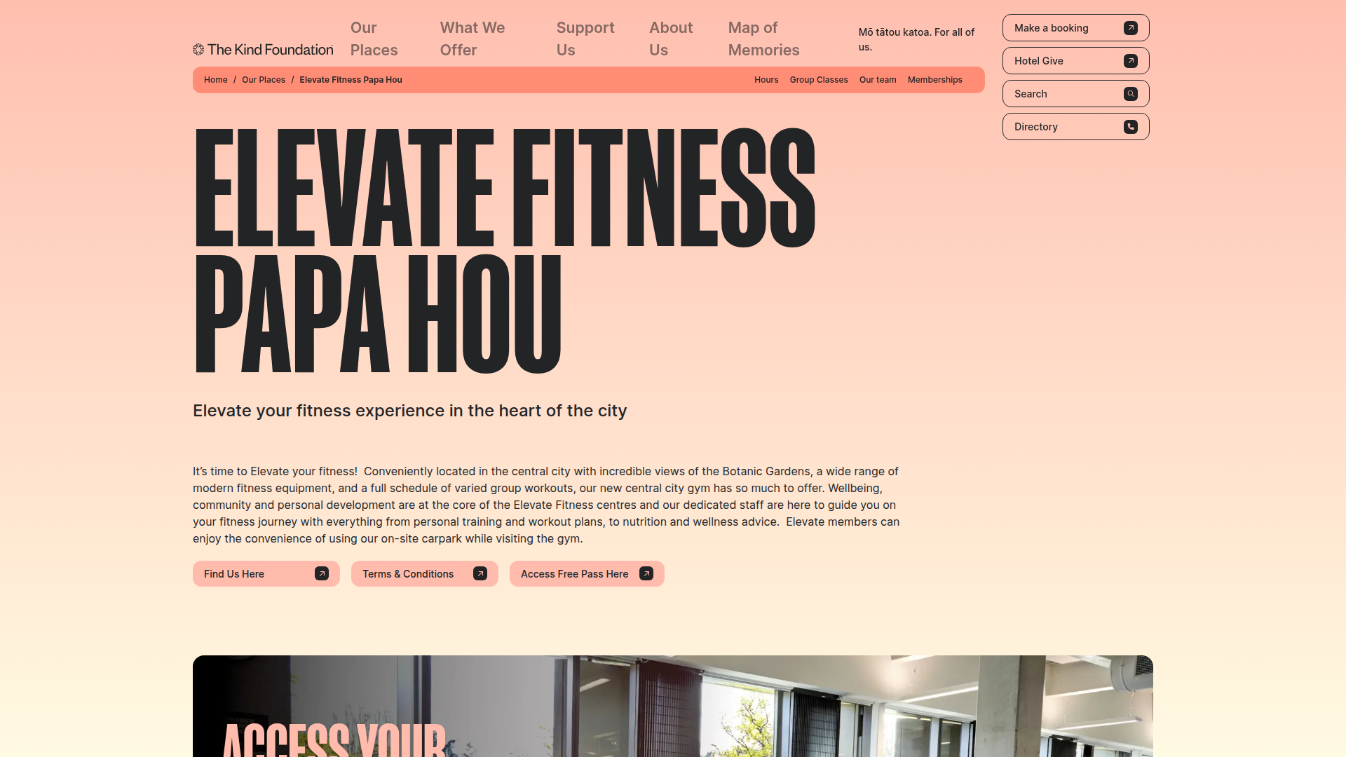 Website snapshot for Elevate Fitness Central City