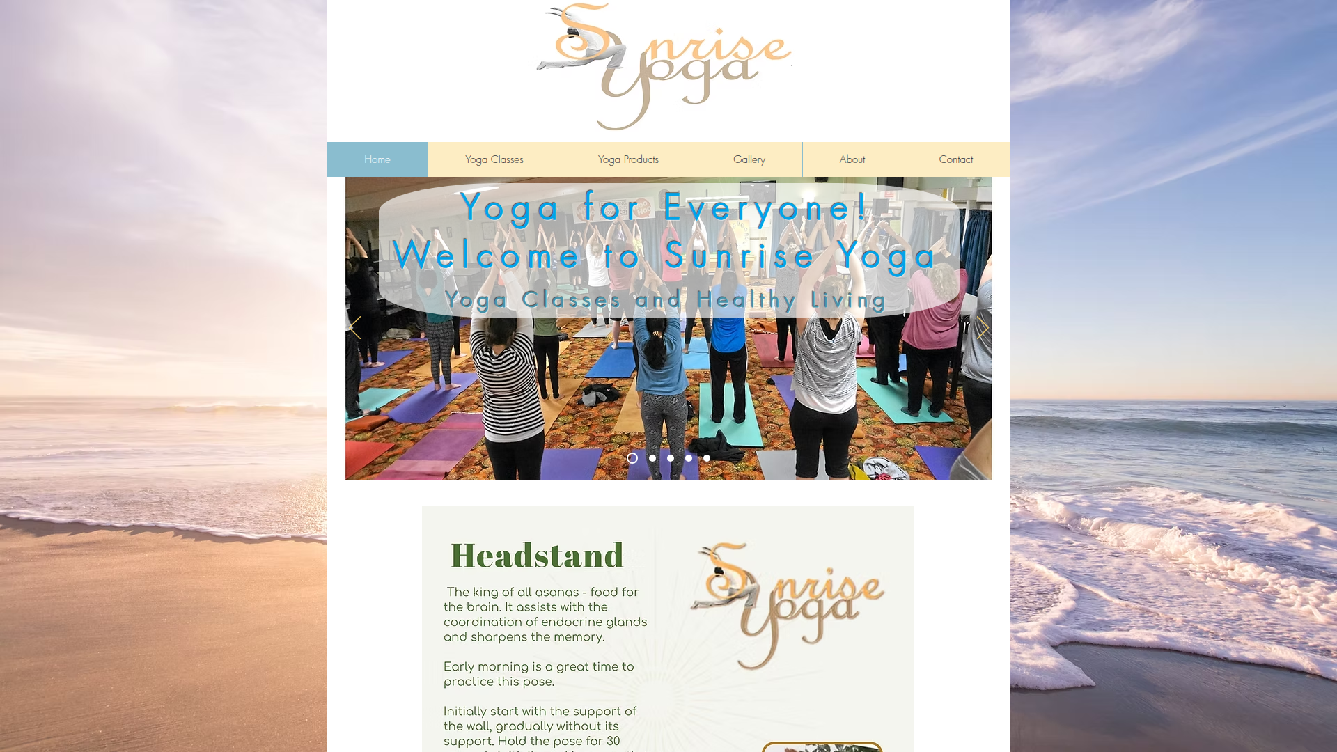 Website snapshot for Sunrise Yoga