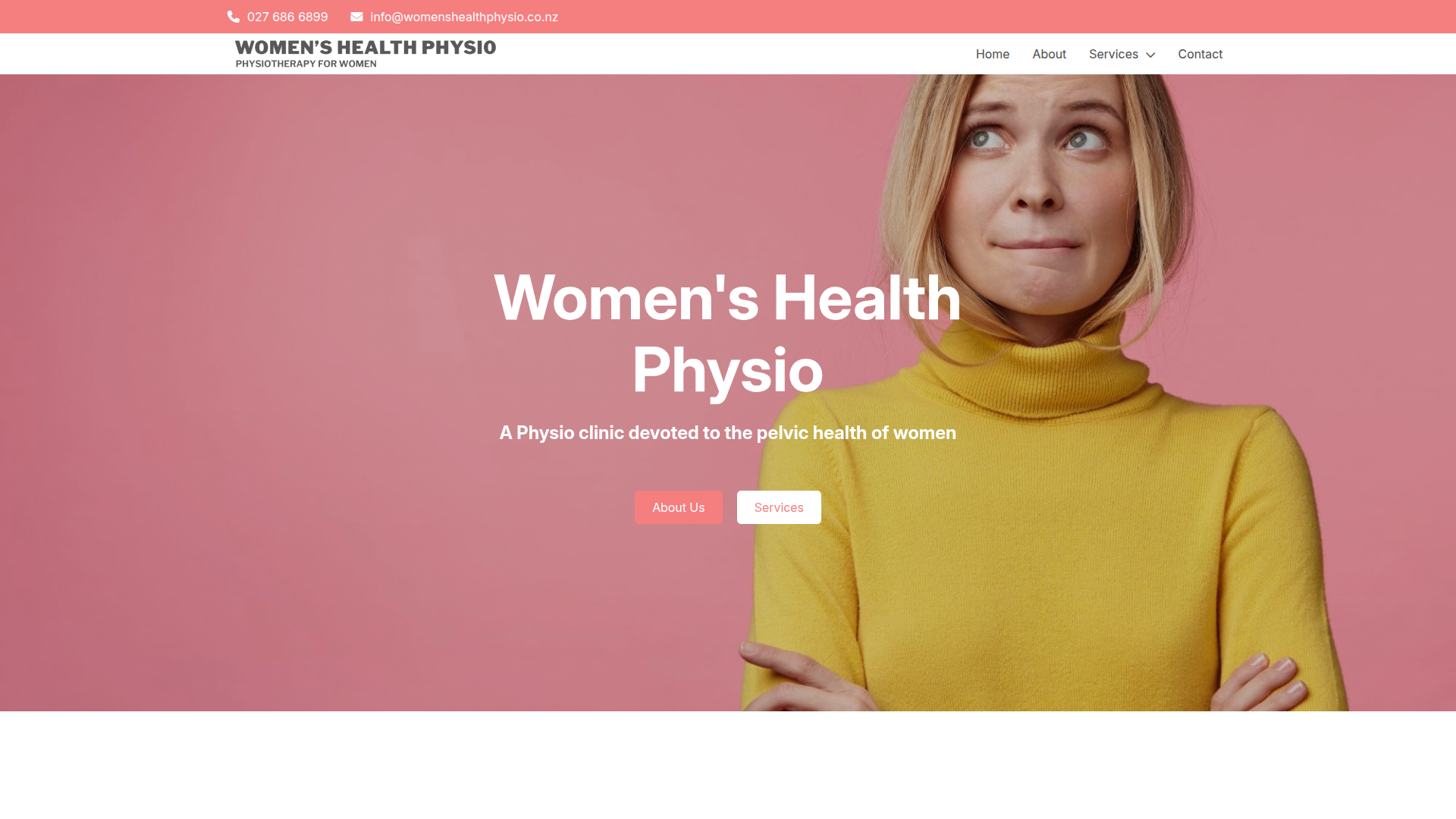 Website snapshot for Women's Health Physio