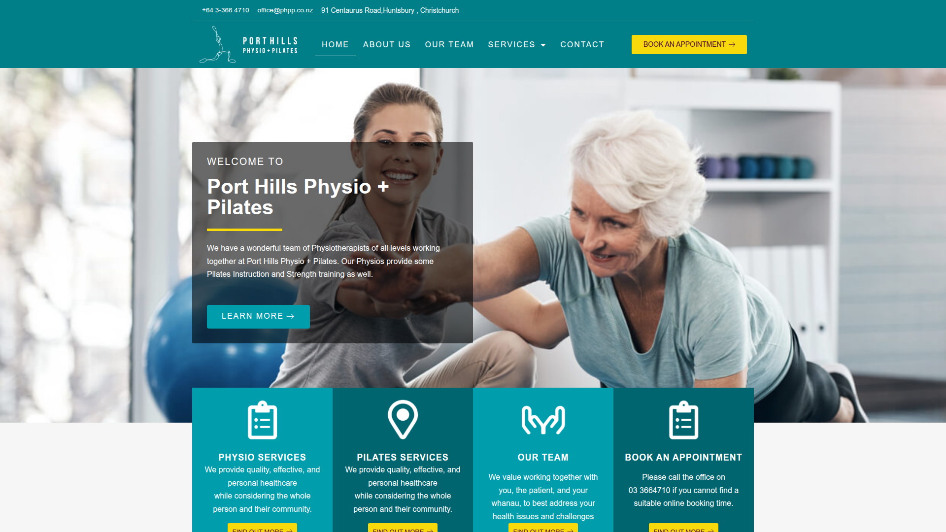 Website snapshot for Port Hills Physio + Pilates