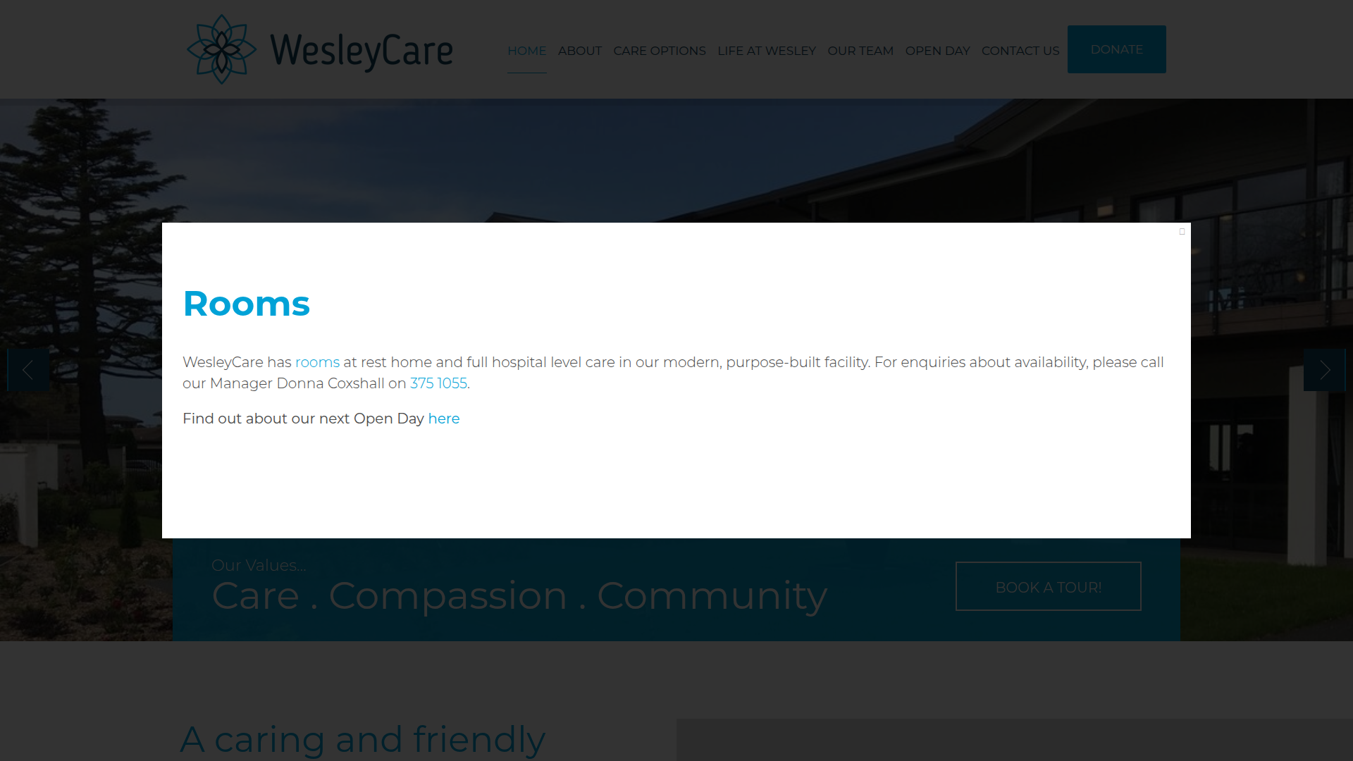 Website snapshot for Wesley Care