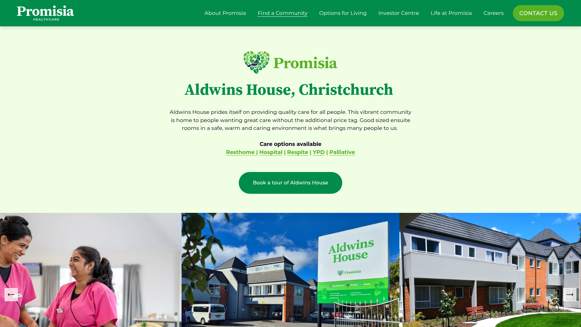 Website snapshot for Promisia Aldwins House
