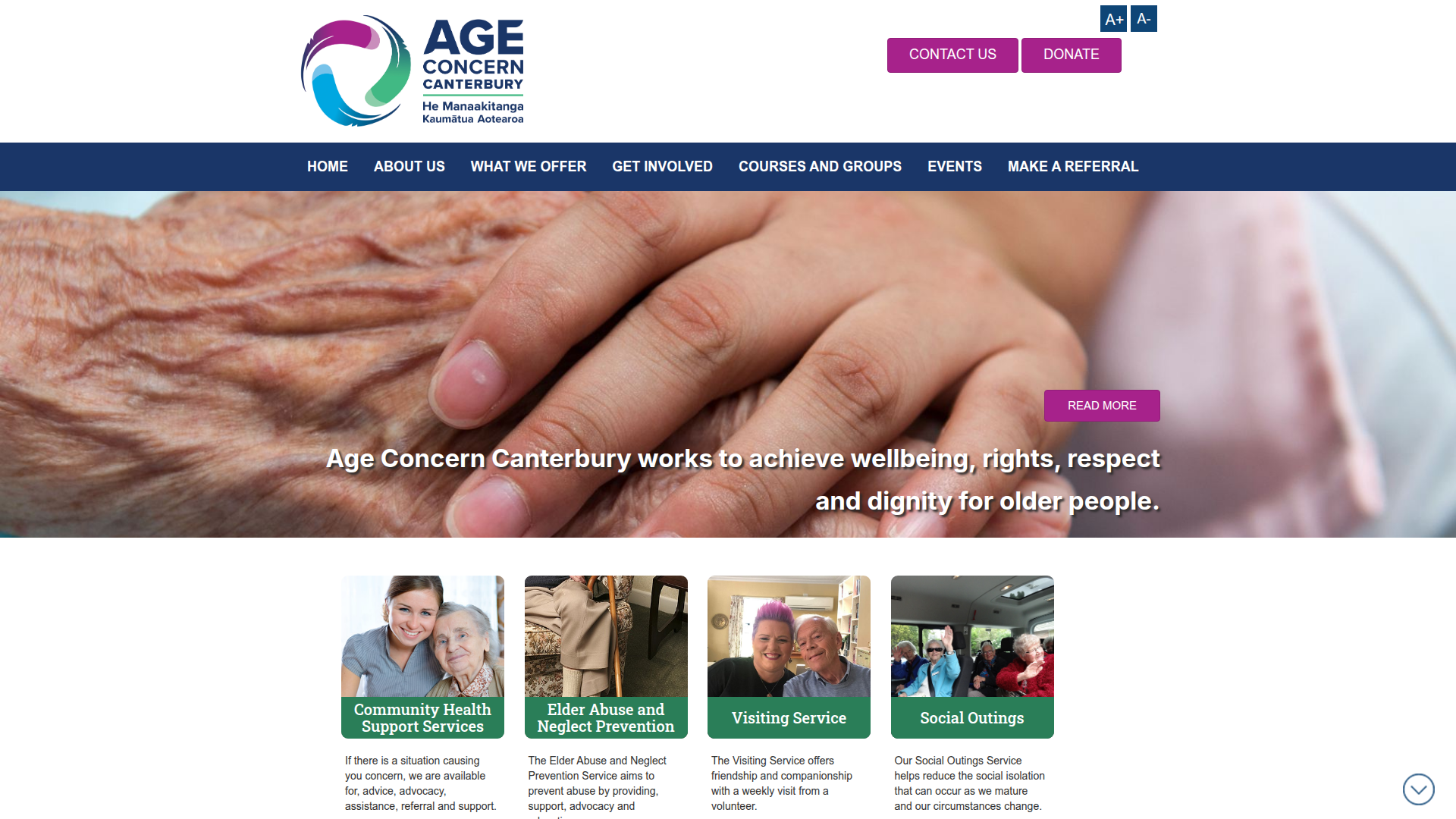 Website snapshot for Age Concern Canterbury