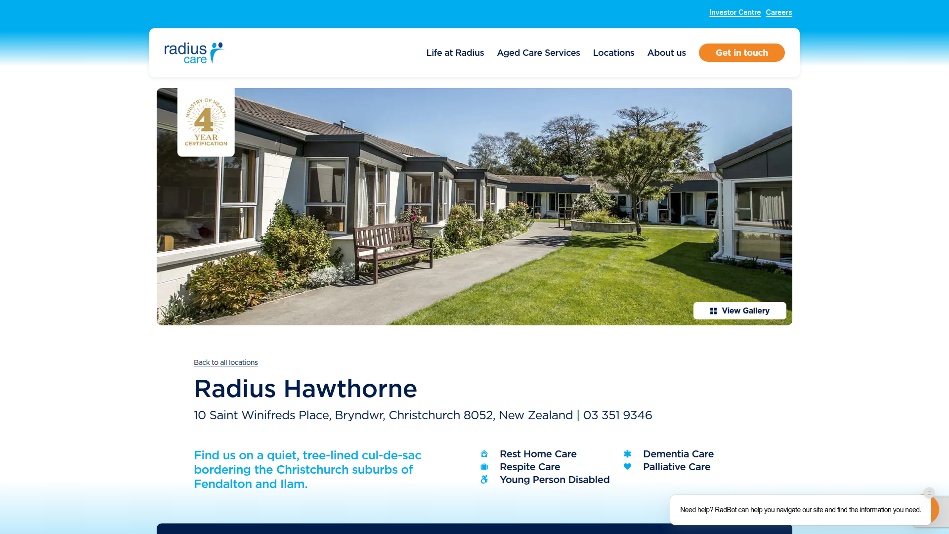 Website snapshot for Radius Hawthorne
