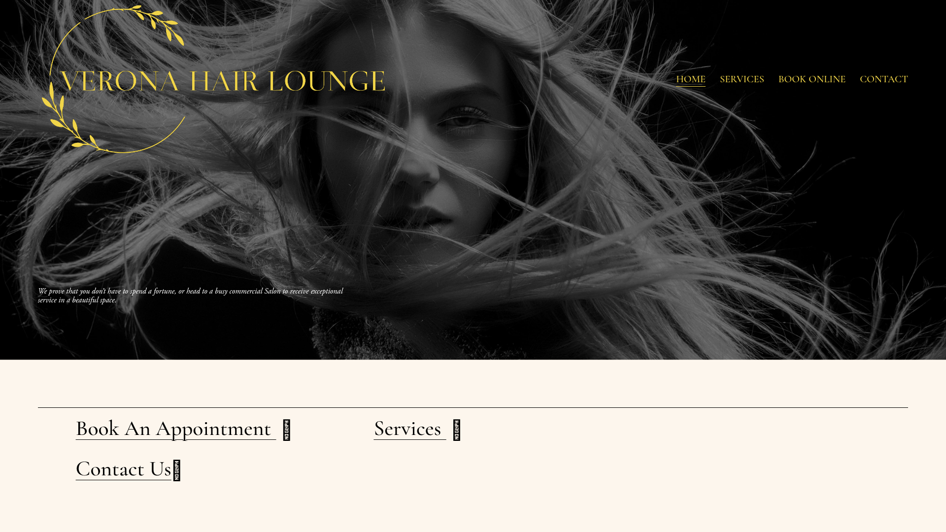 Website snapshot for Verona Hair Lounge