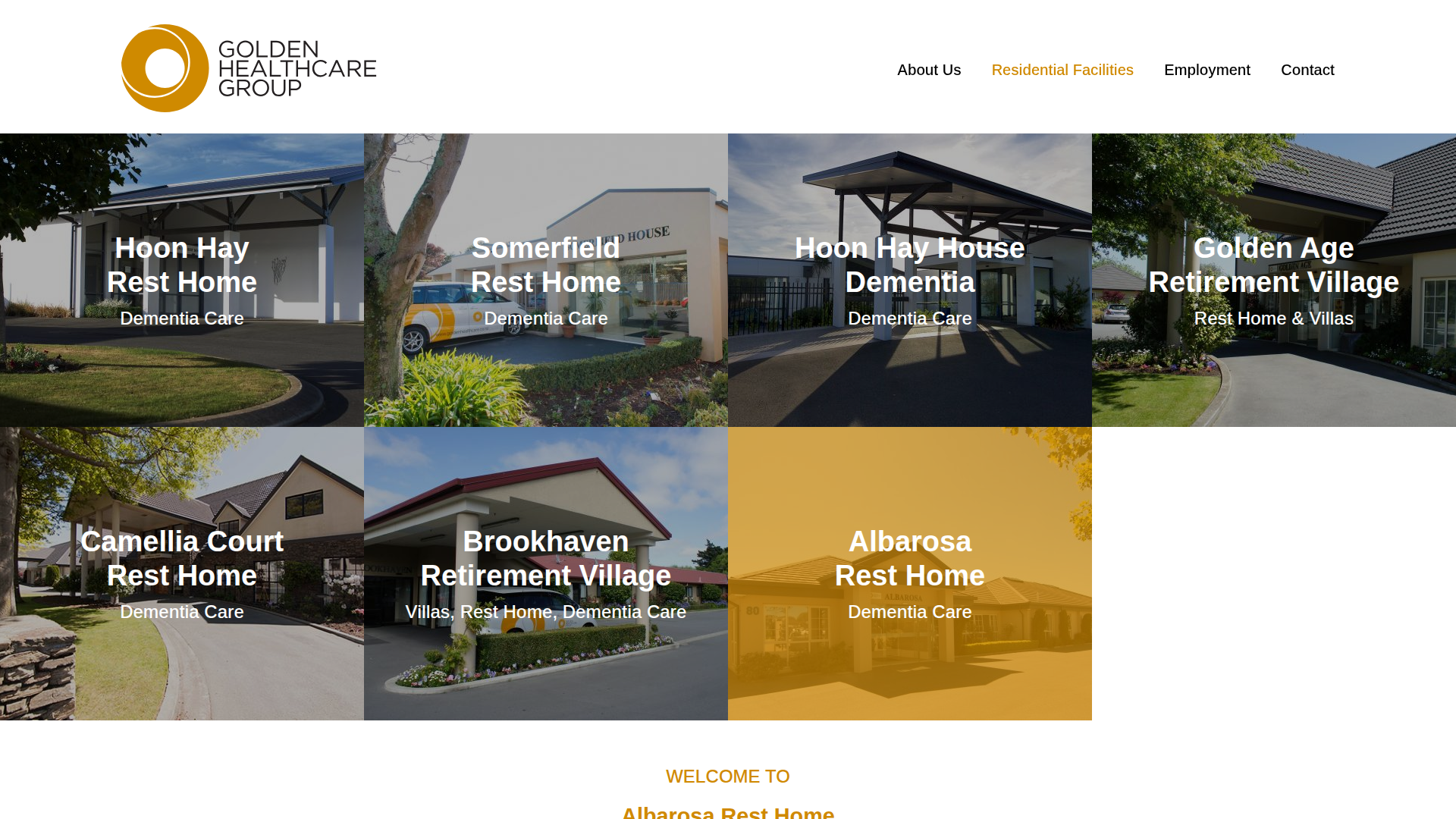 Website snapshot for Albarosa Rest Home Golden Age