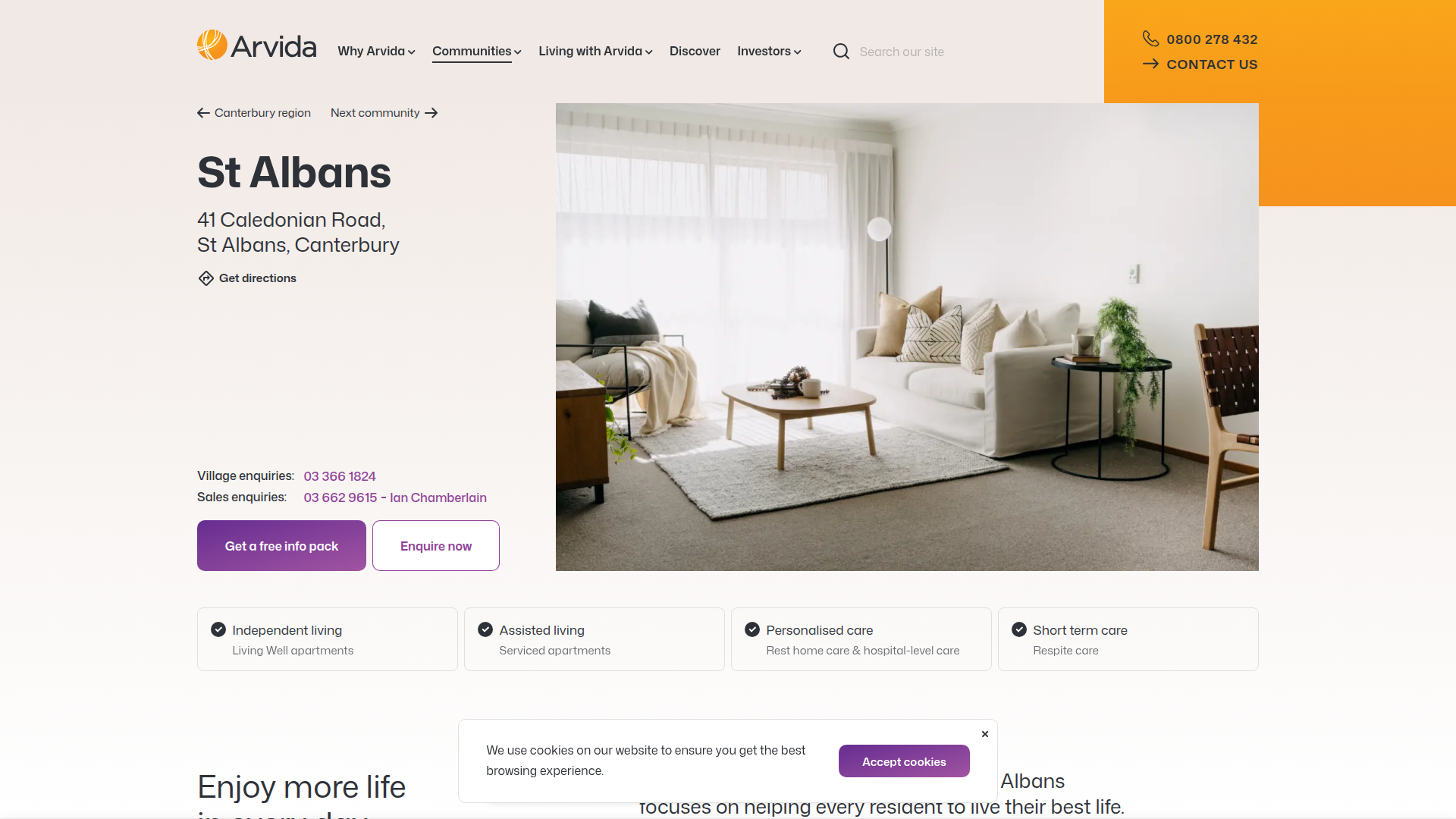 Website snapshot for Arvida St Albans