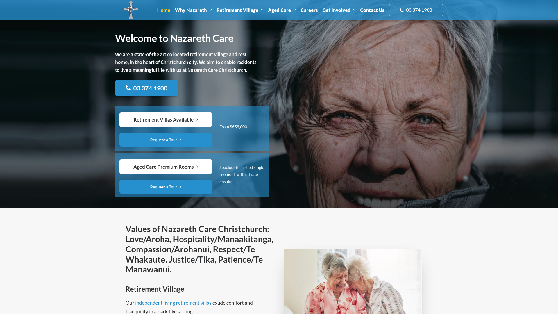 Website snapshot for Nazareth Community Care