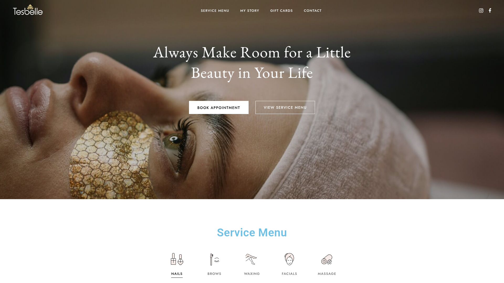 Website snapshot for Tesbelle Beauty Therapy