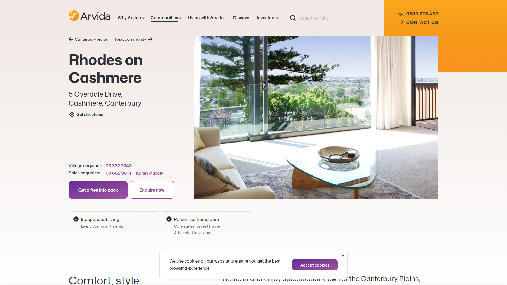 Website snapshot for Arvida Rhodes on Cashmere