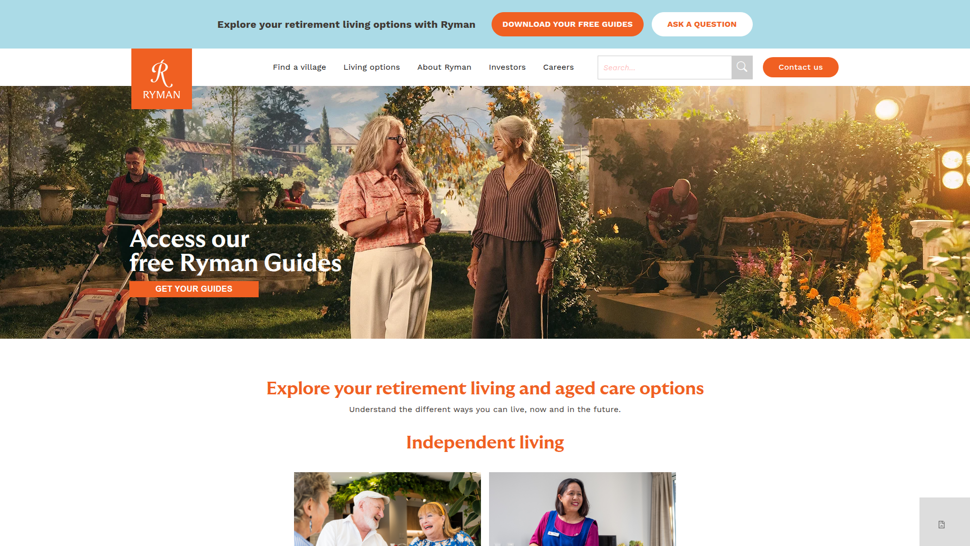 Website snapshot for Ryman Woodcote Retirement Village Hornby