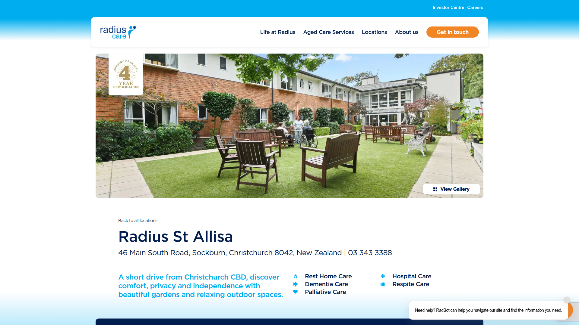 Website snapshot for Radius St Allisa