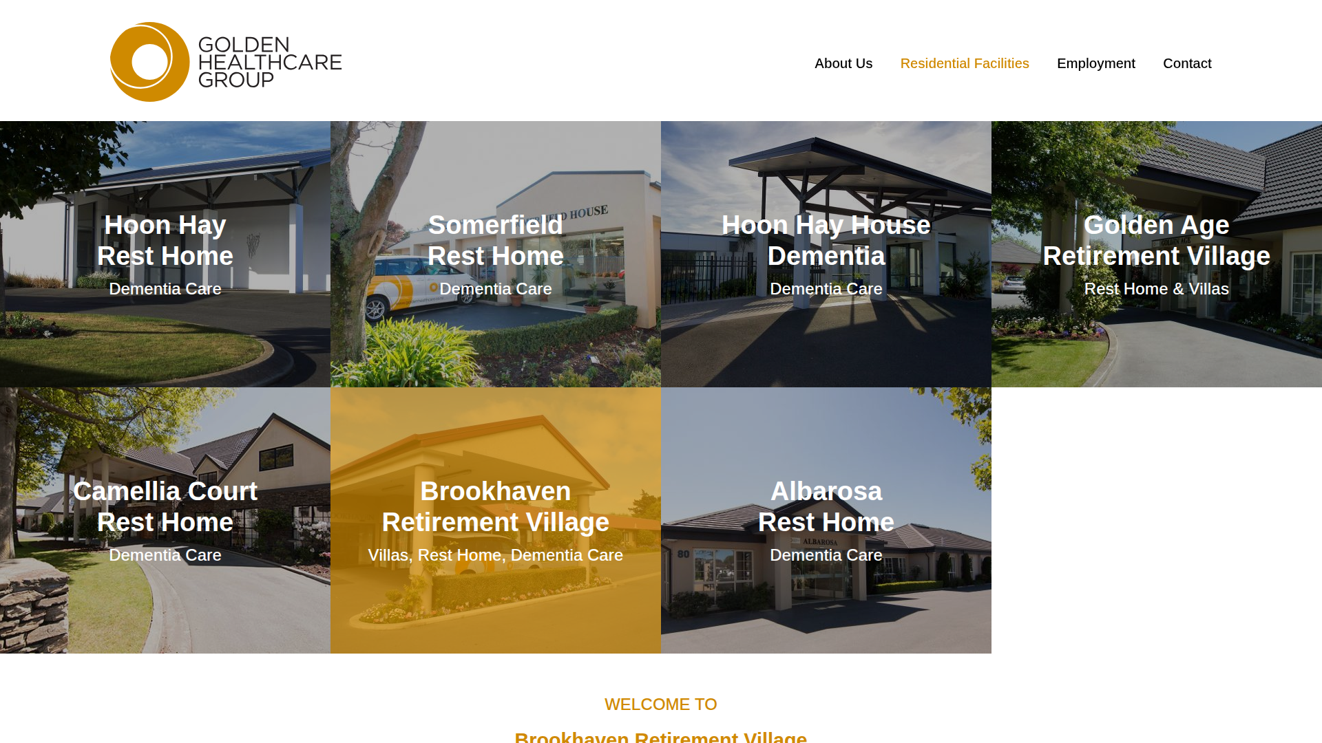 Website snapshot for Brookhaven Retirement Village