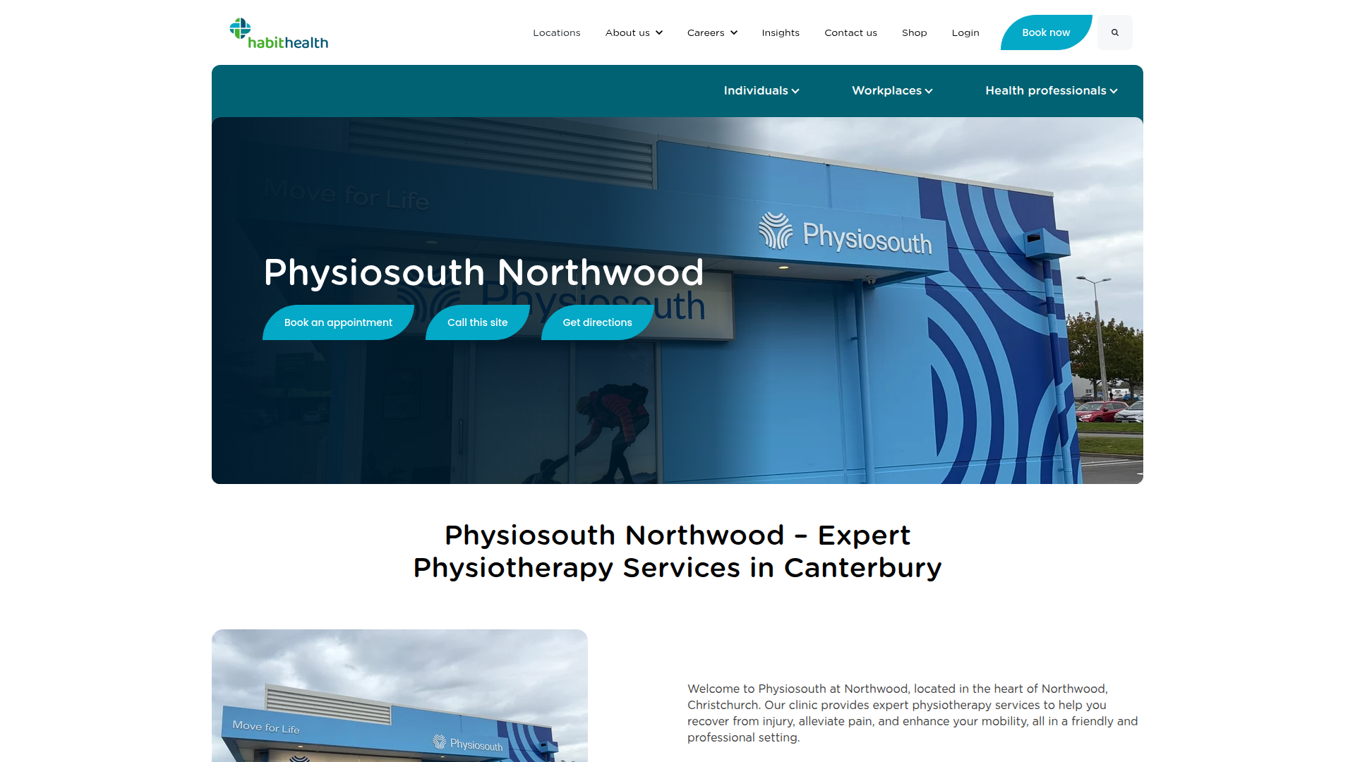 Website snapshot for PhysioSouth Northwood