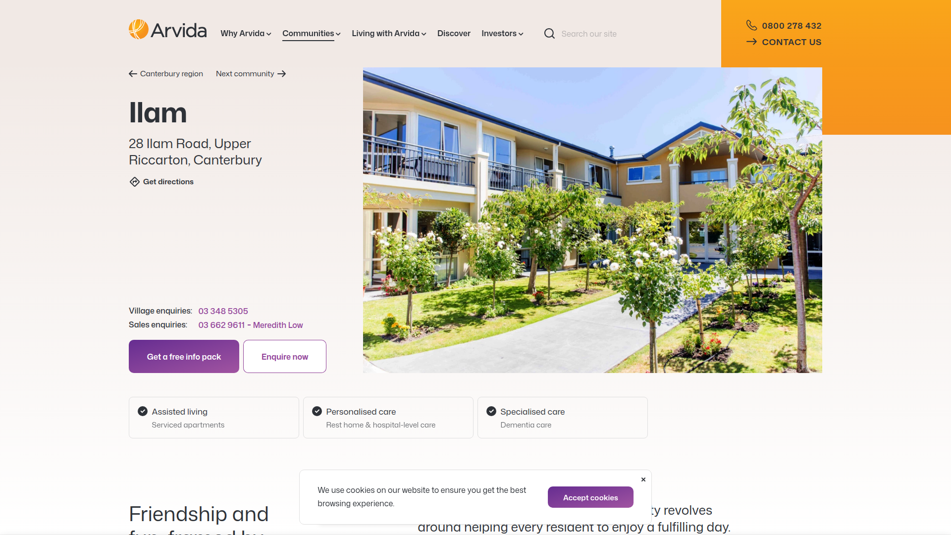 Website snapshot for Arvida Ilam