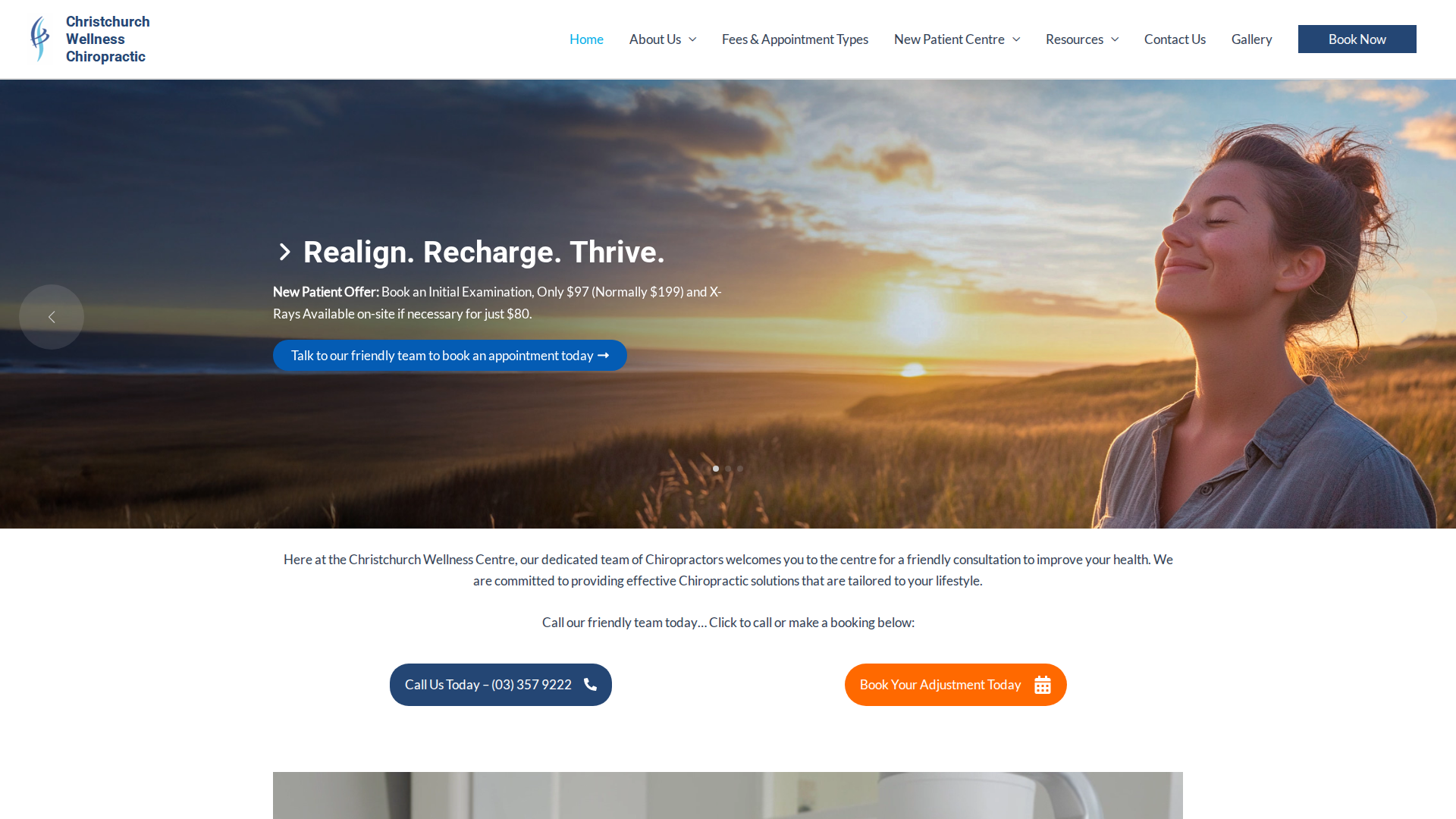 Website snapshot for Christchurch Wellness Centre