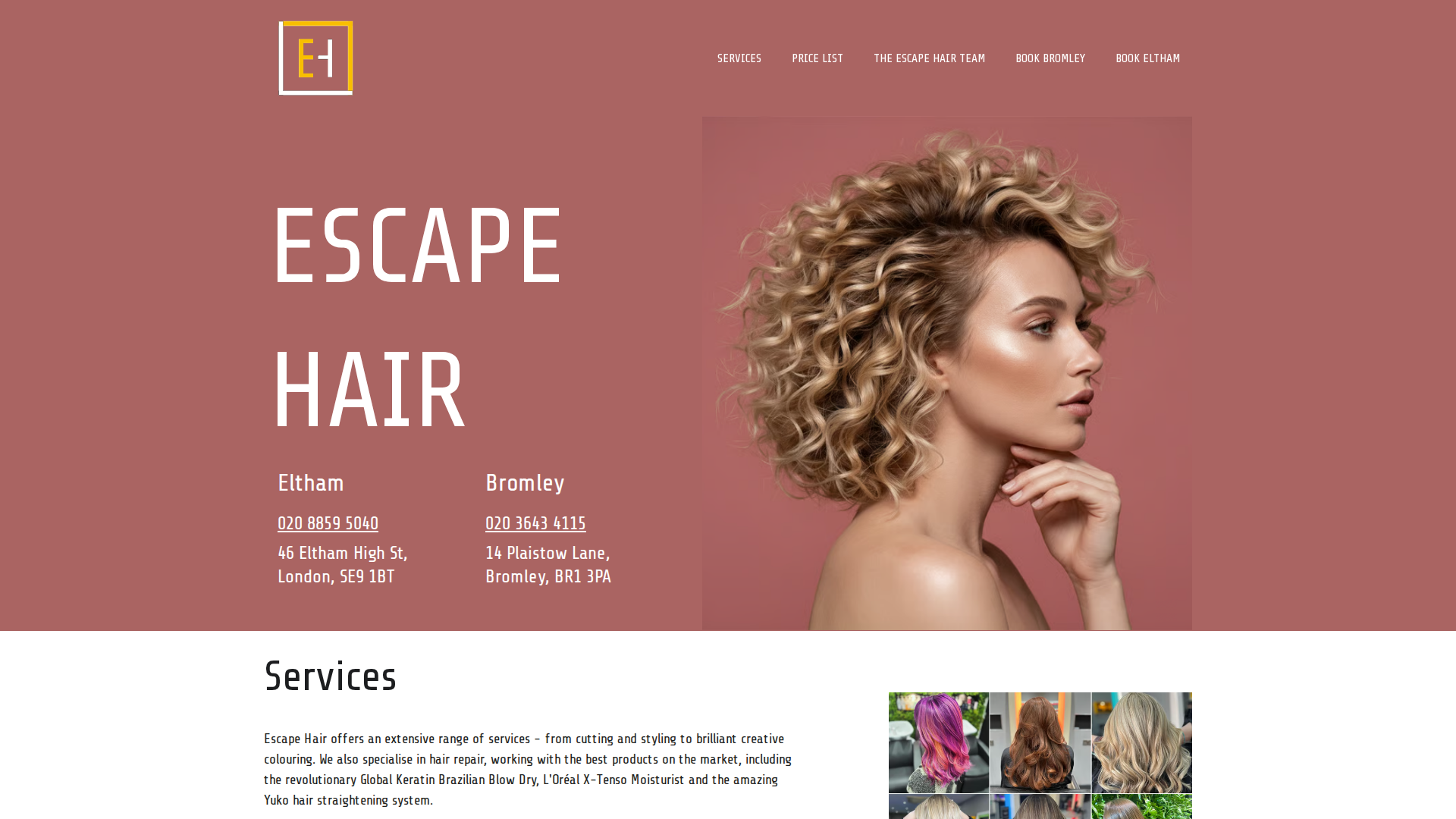 Website snapshot for Gem's Hair & Beauty Salon