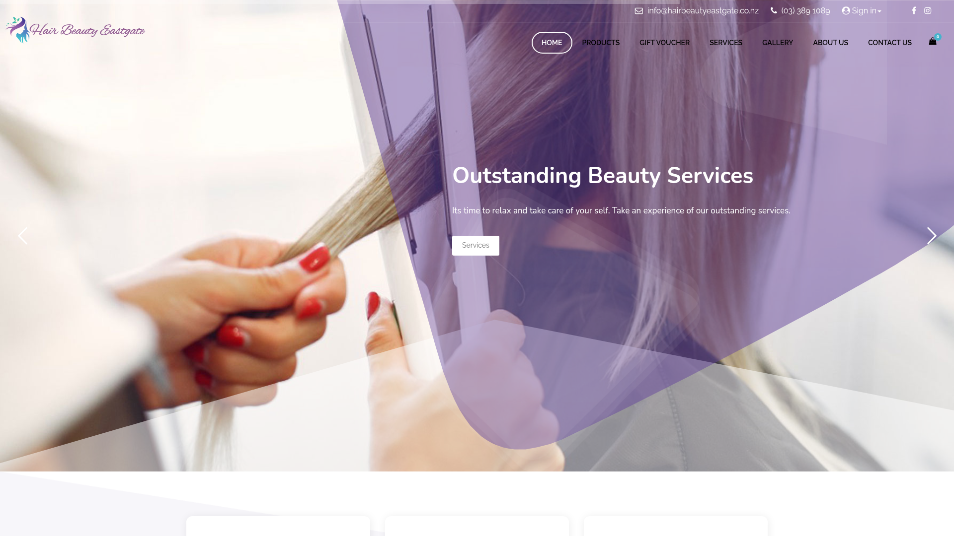 Website snapshot for HairBeauty Eastgate