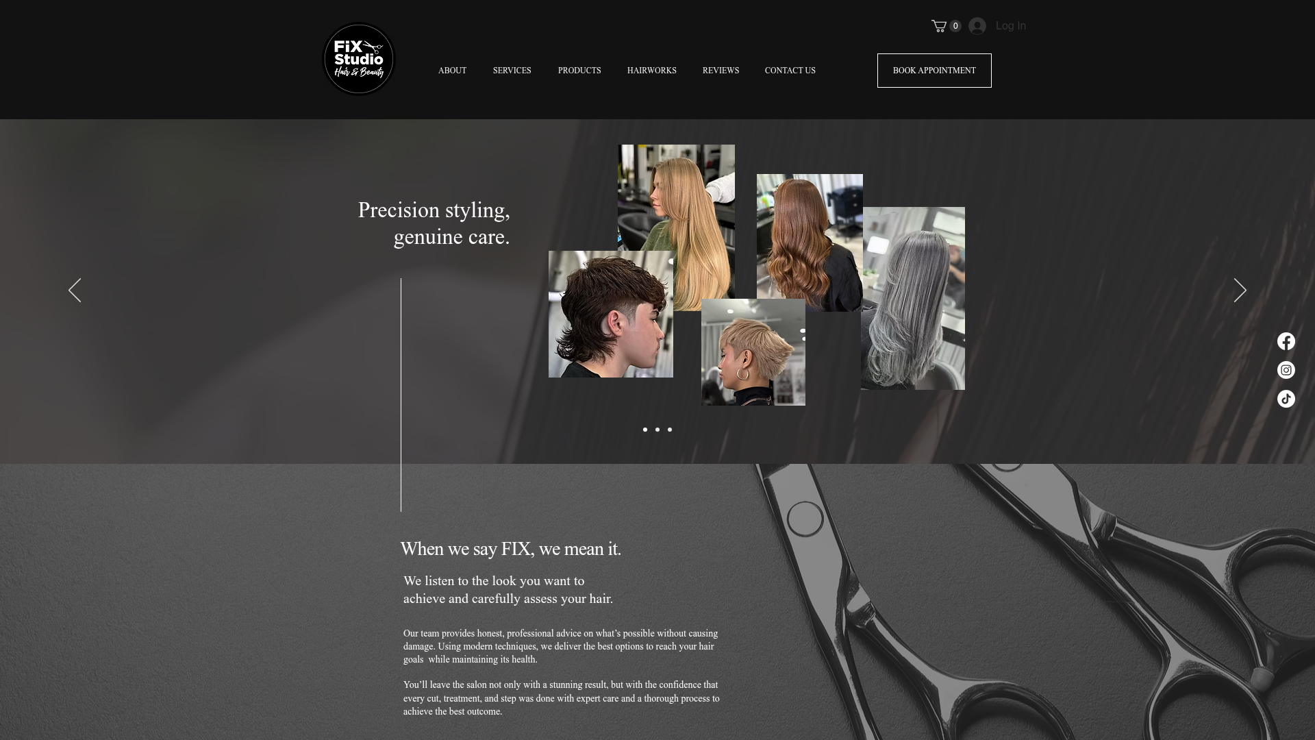 Website snapshot for Fix Hair & Beauty Studio
