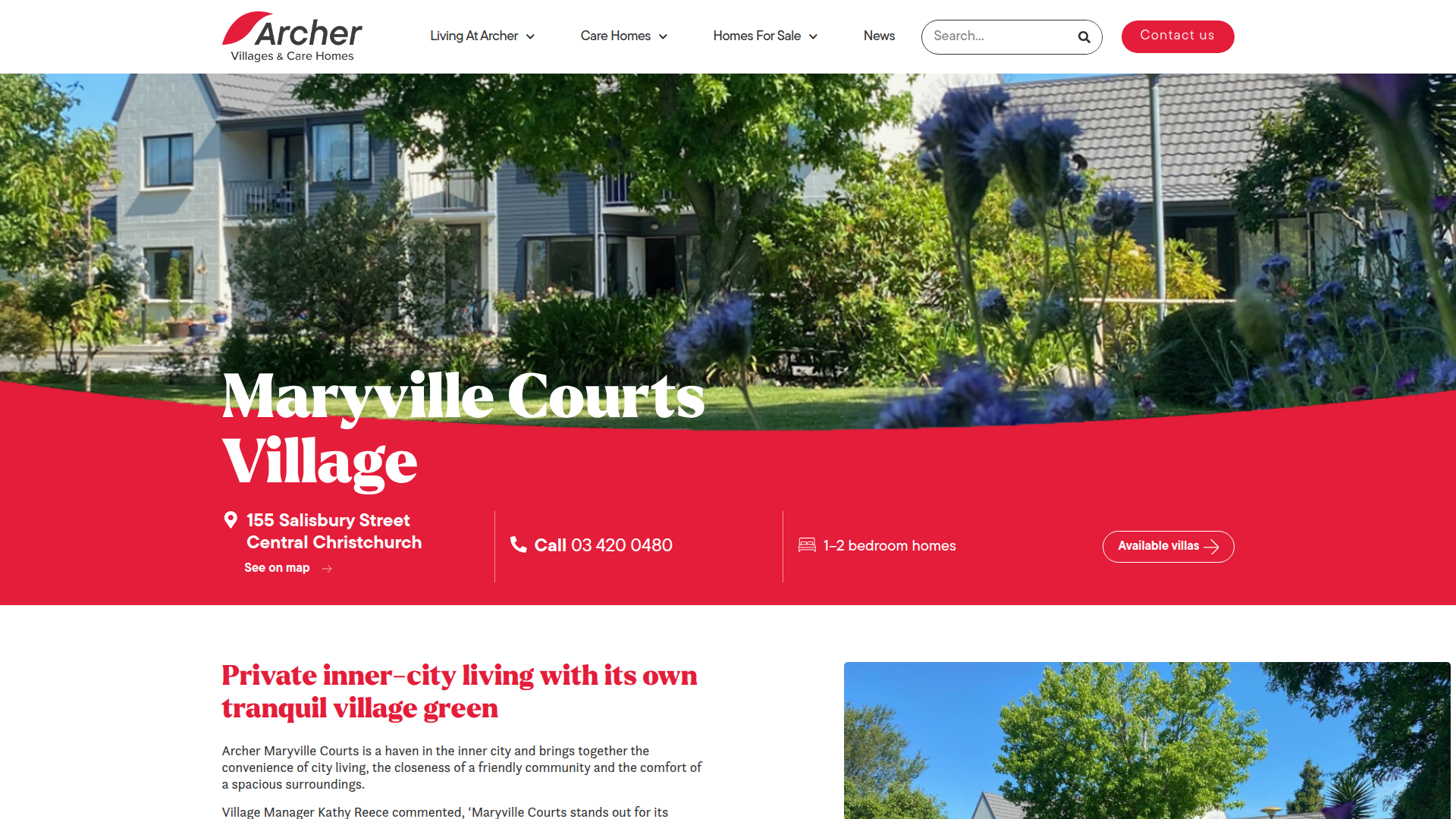 Website snapshot for Archer Maryville Courts Village