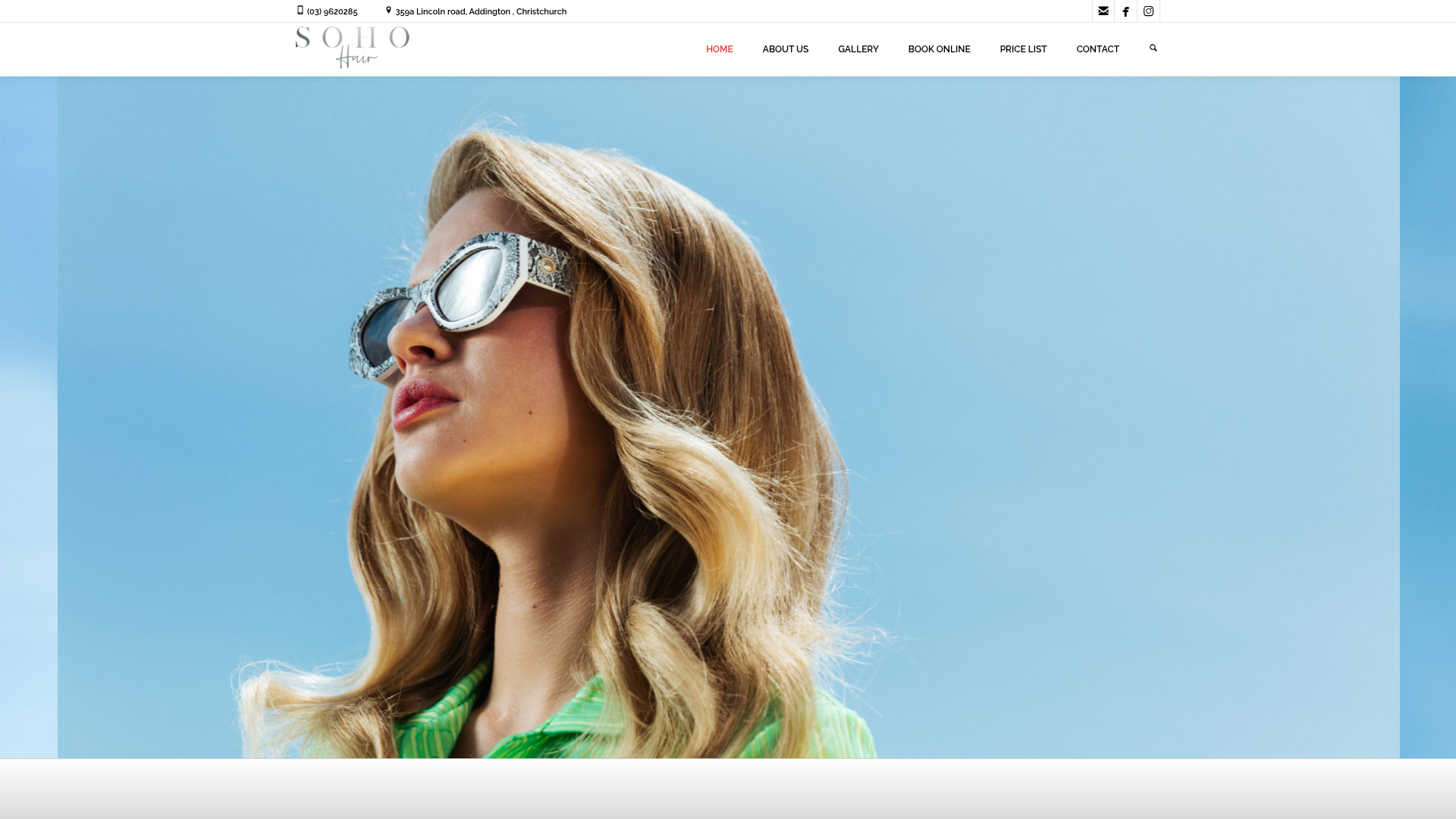 Website snapshot for Soho Hair