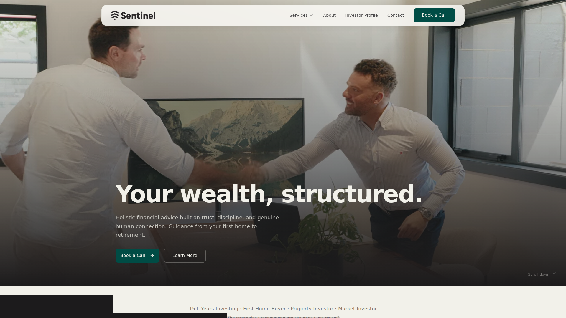 Website snapshot for Sentinel Wealth - Brendon Thornley