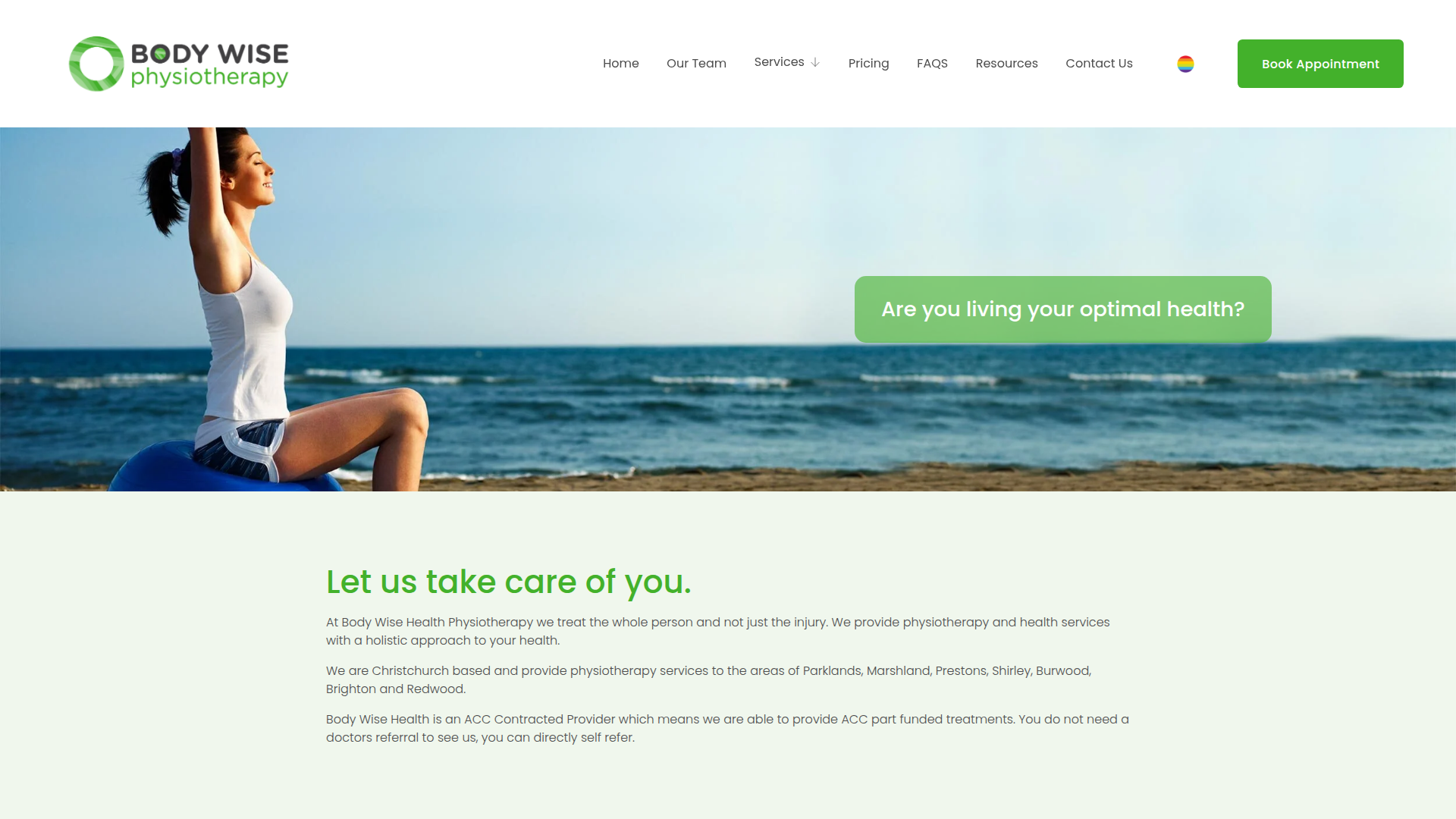 Website snapshot for Body Wise Health