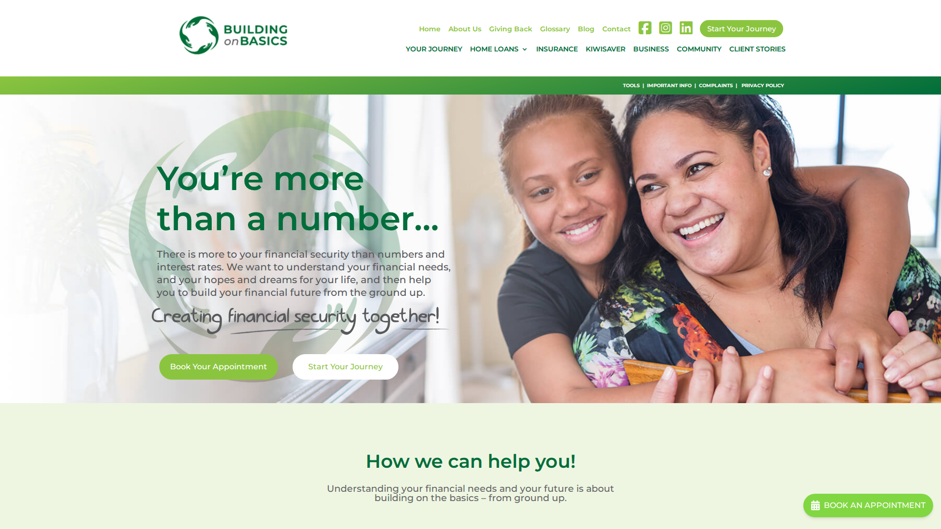 Website snapshot for Building on Basics