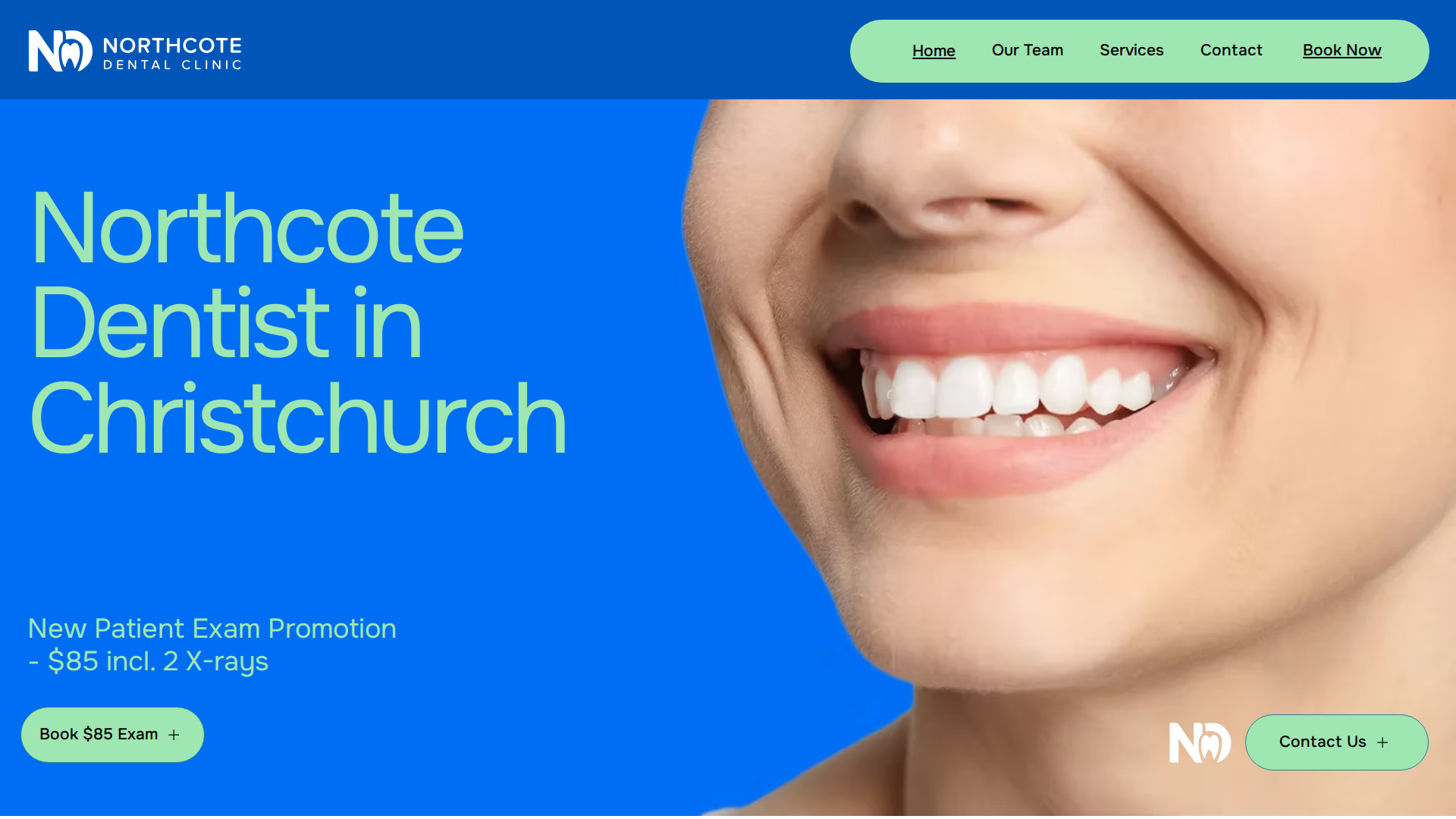 Website snapshot for Northcote Dental Clinic