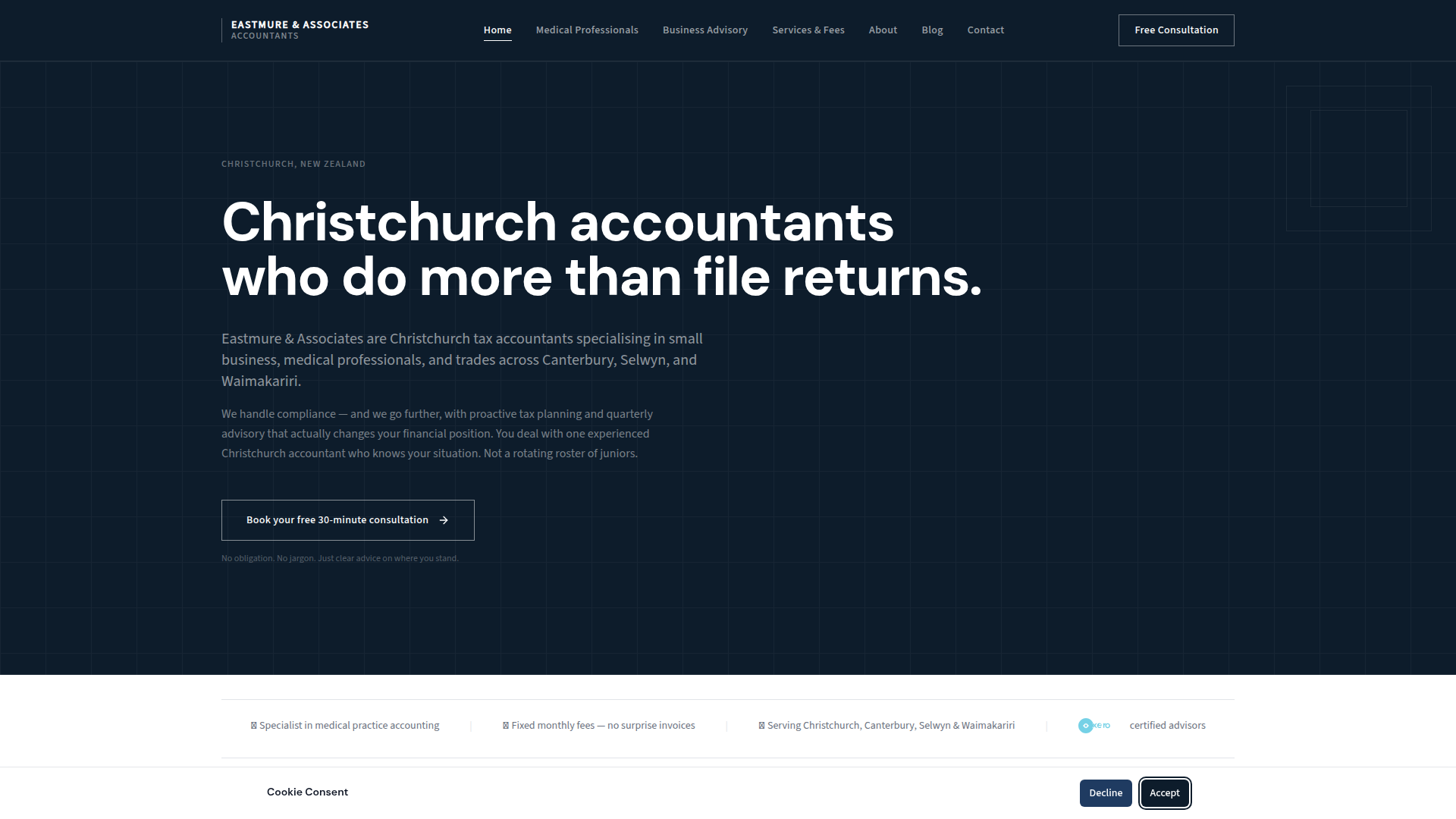 Website snapshot for Eastmure & Associates