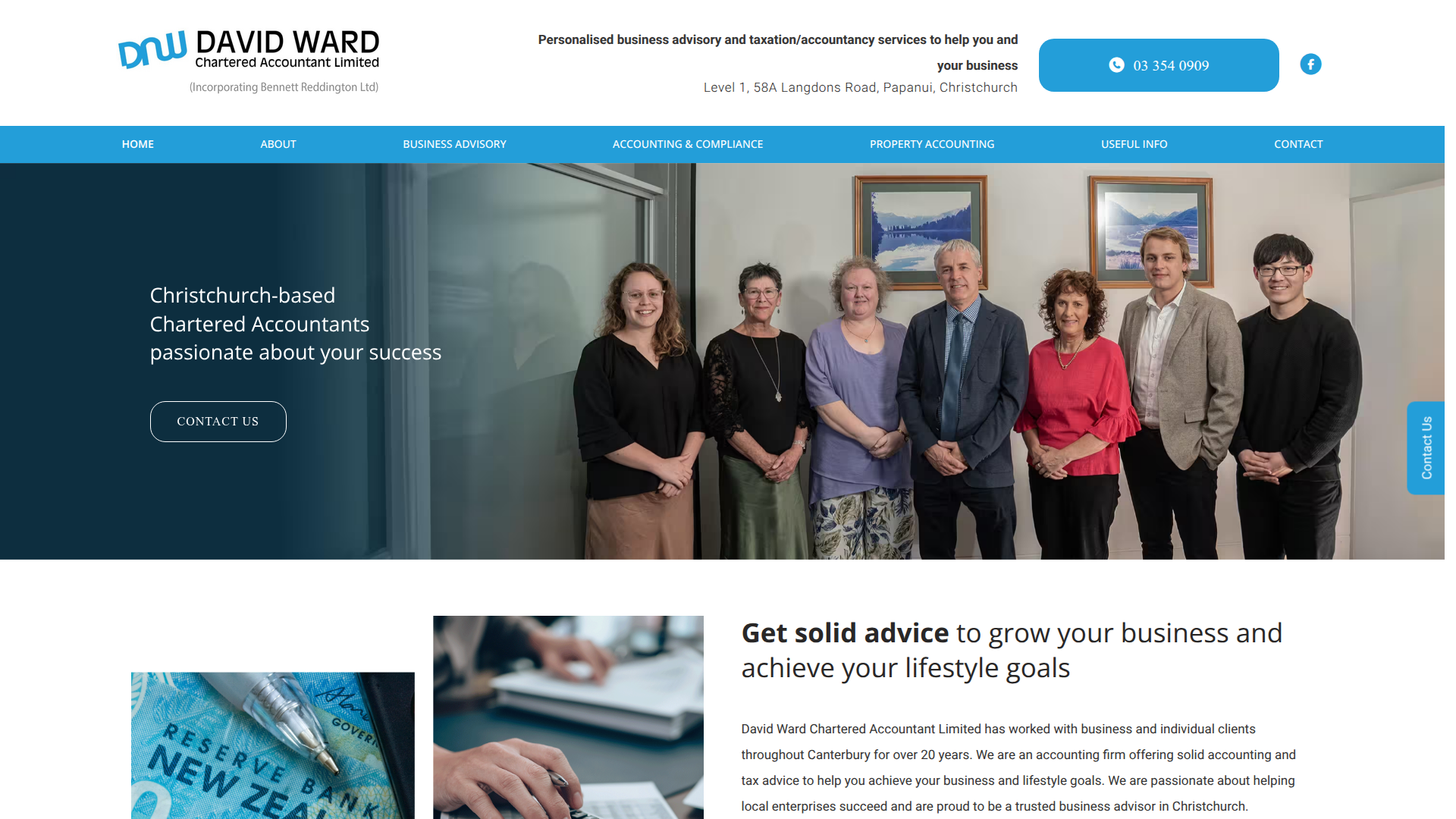 Website snapshot for David Ward Chartered Accountant Limited