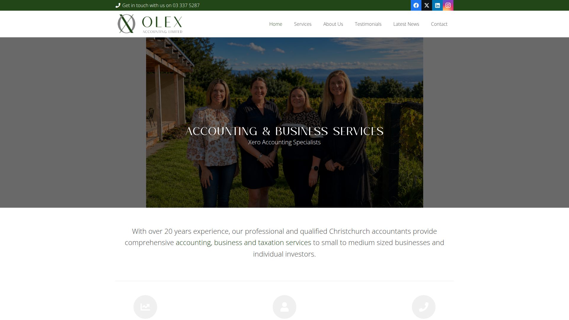 Website snapshot for Olex Accounting
