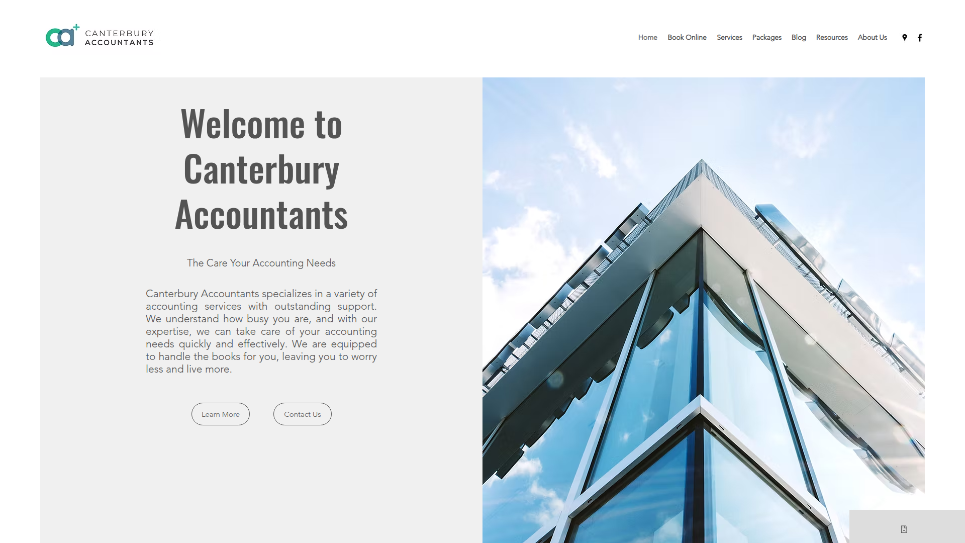 Website snapshot for Canterbury Accountants
