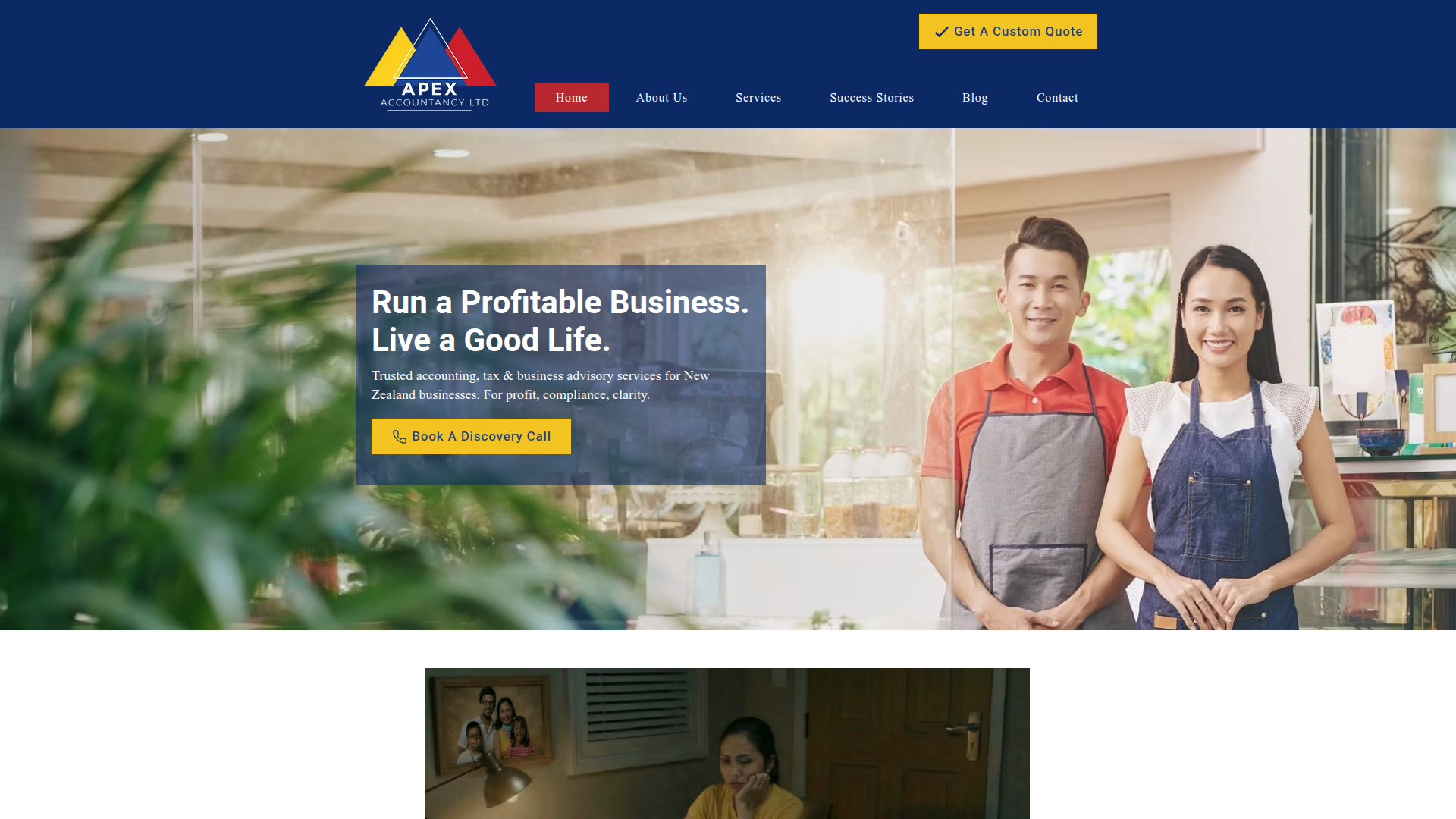 Website snapshot for Apex Accountancy