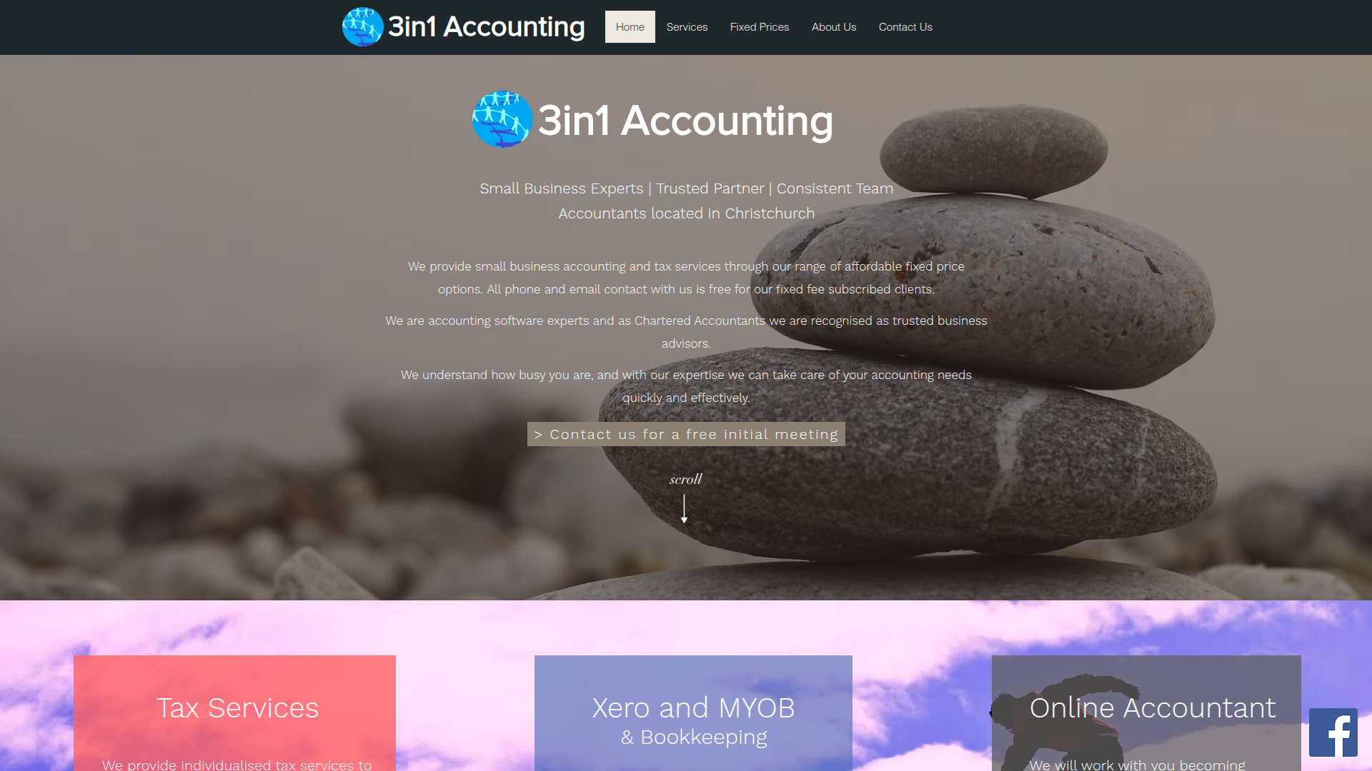 Website snapshot for 3in1 Accounting