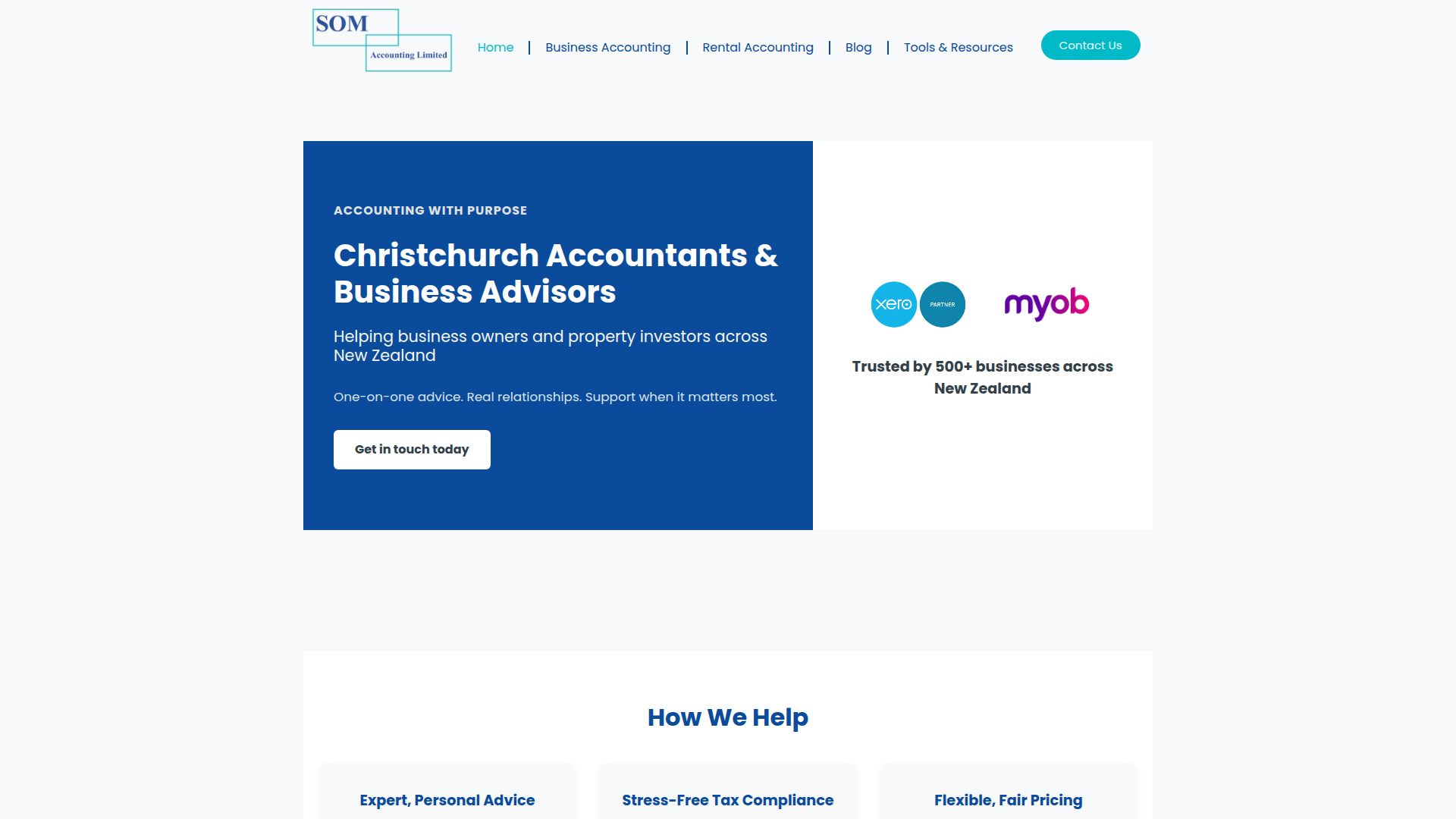 Website snapshot for SOM Accounting