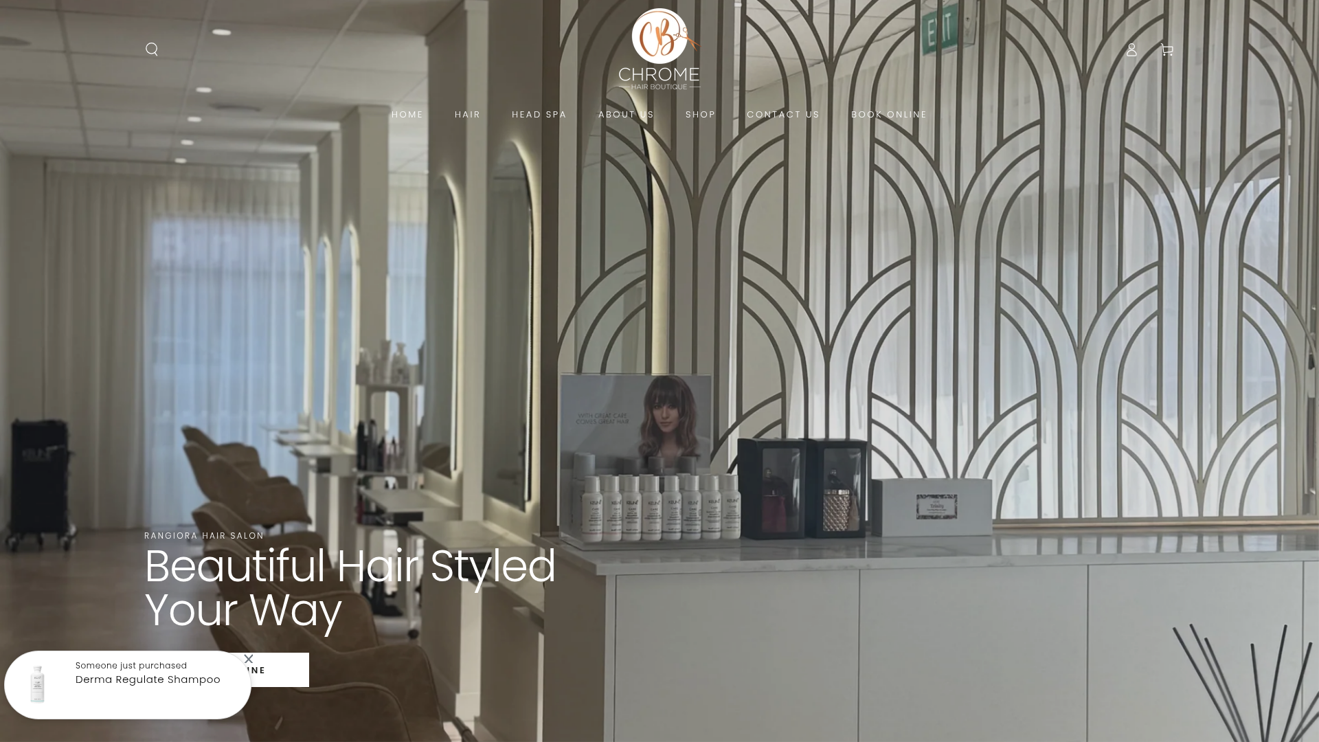 Website snapshot for Chrome Hair Boutique