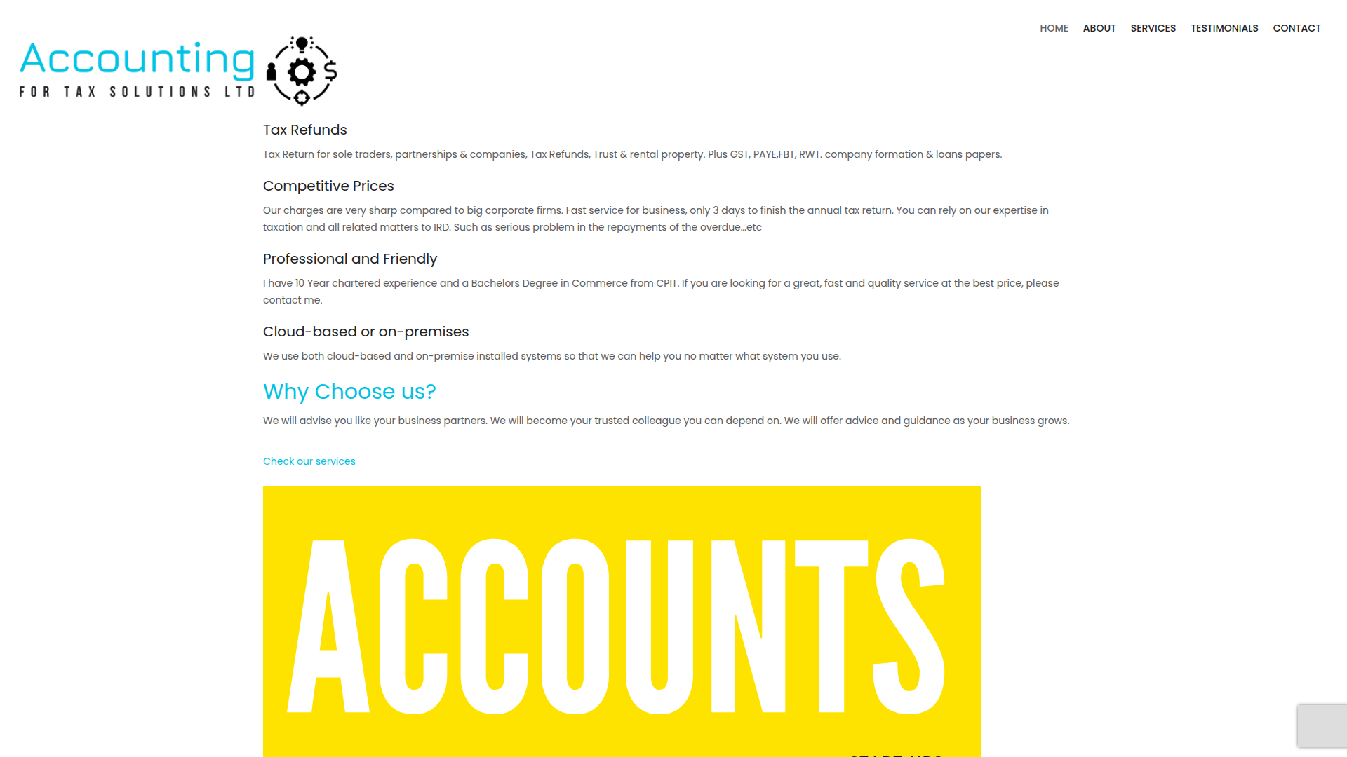 Website snapshot for Accounting for Tax Solutions Limited