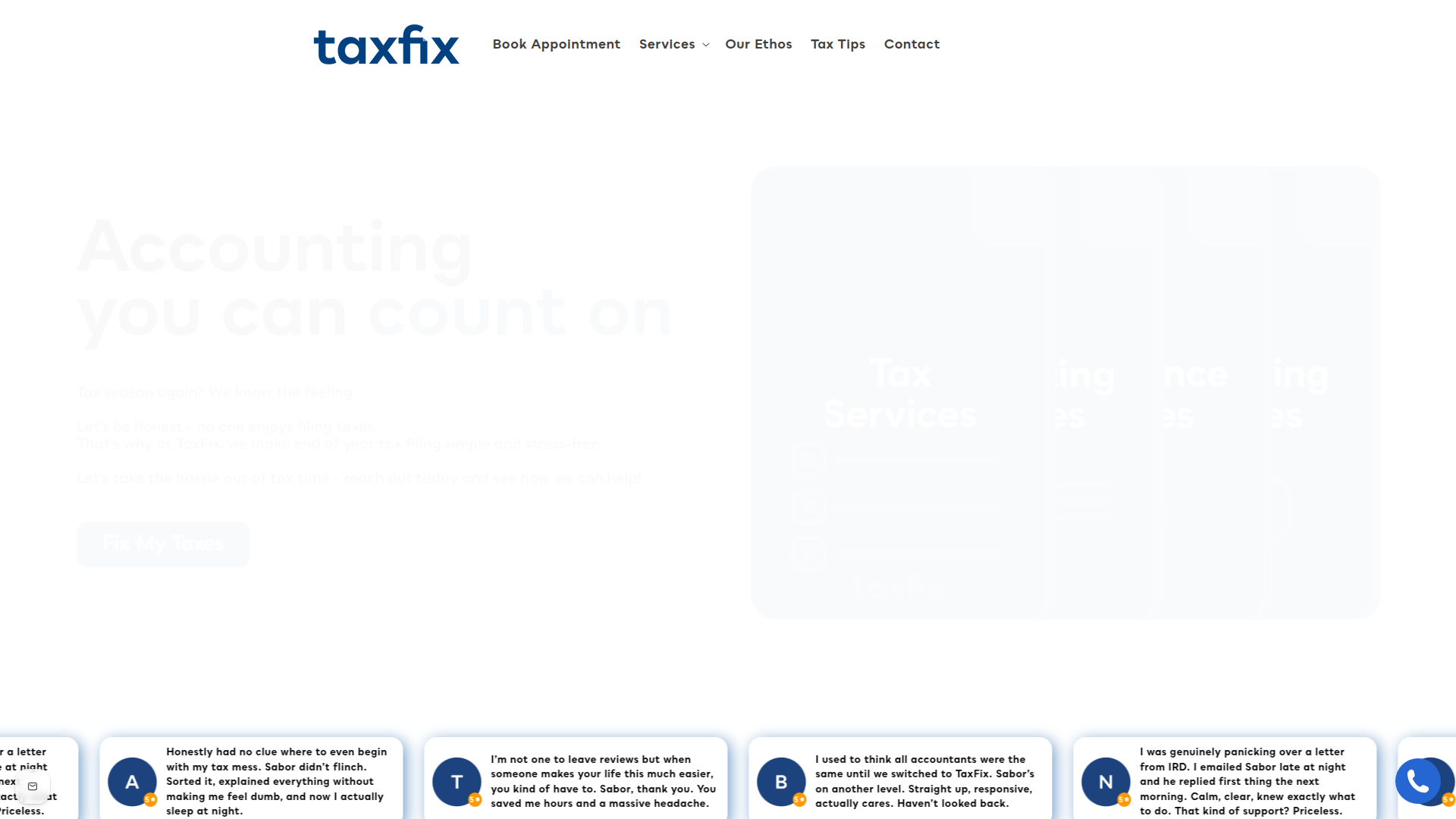Website snapshot for Taxfix Accountants