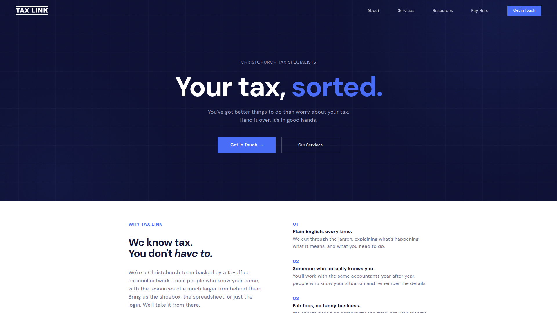 Website snapshot for Tax Link Christchurch