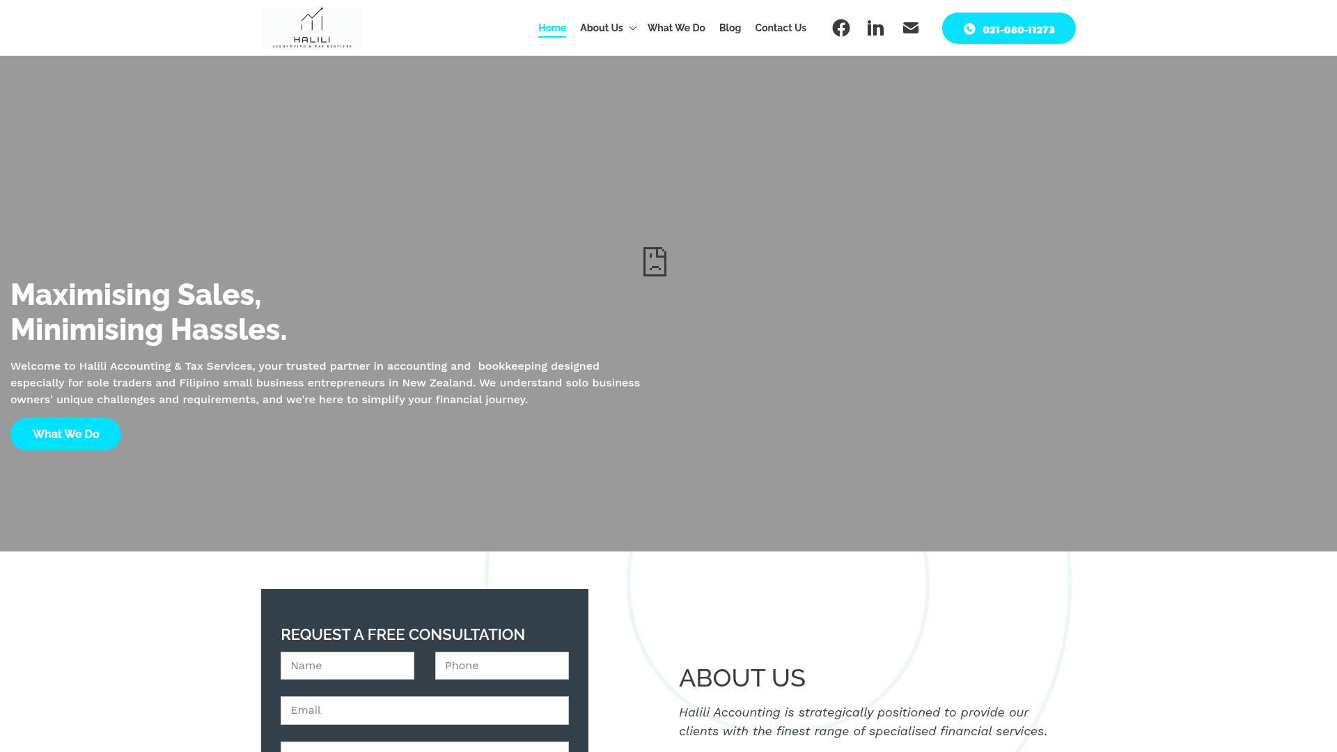 Website snapshot for Halili Accounting & Tax Services