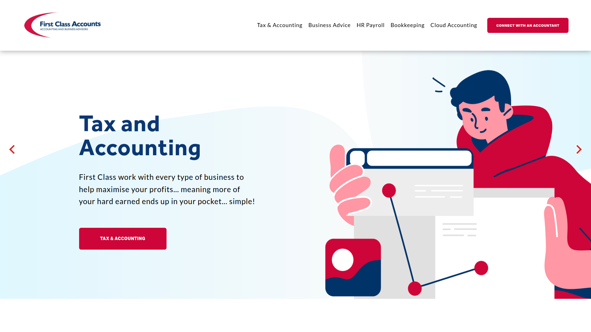 Website snapshot for First Class Accounts
